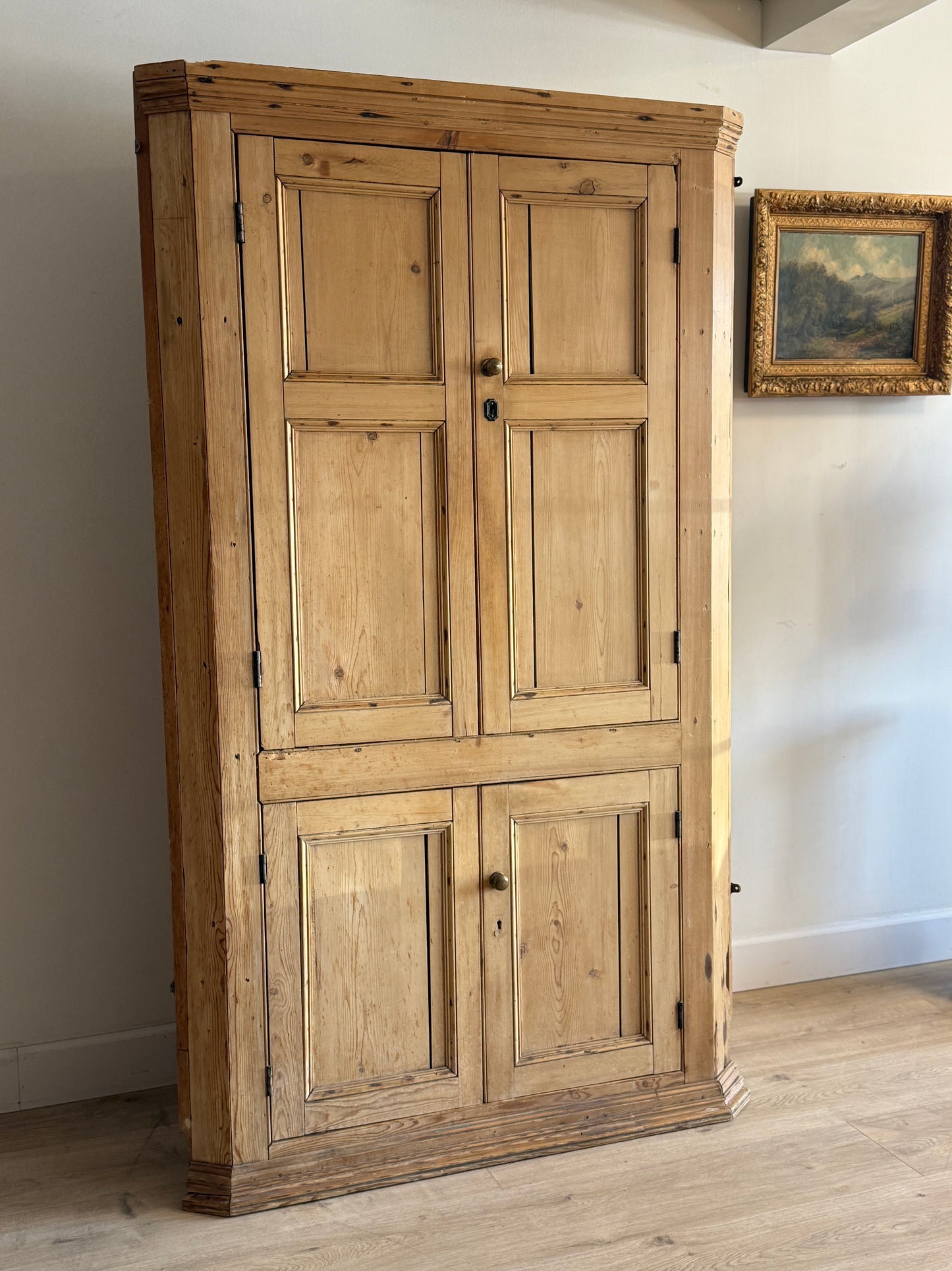 Antique English Pine Corner Hutch