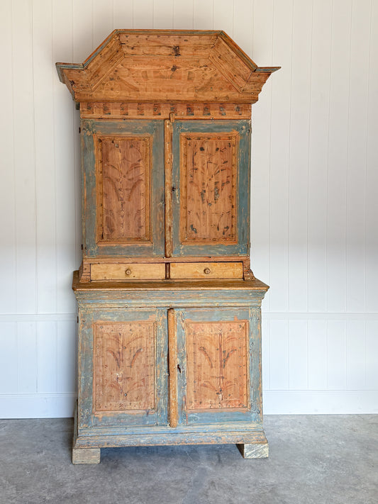 Antique Swedish Painted Two-Part Cupboard, c.1803