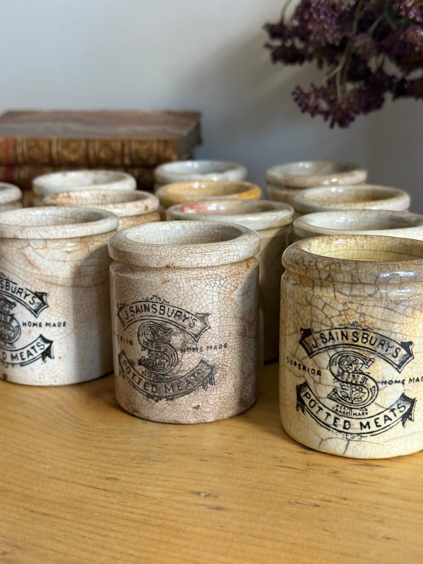 Antique English Potted Meat Jars