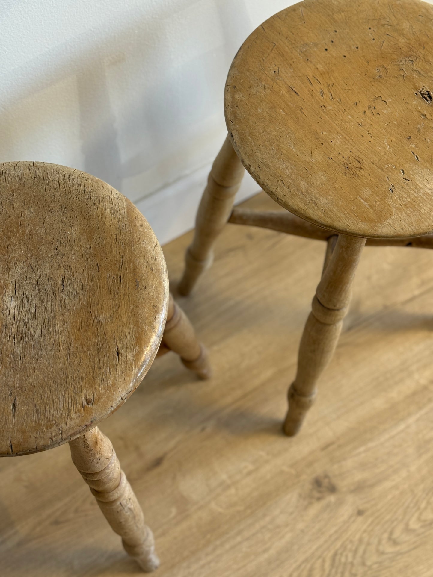 Pair of  Antique English Pine Stools