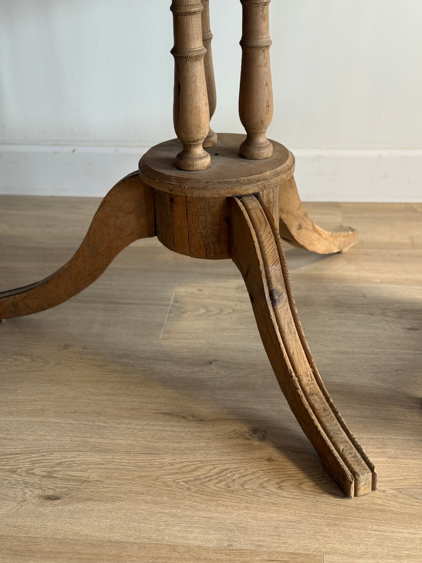 Antique English Pine Round Dining Table