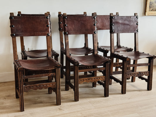 Set of Six Antique Spanish Dining Chairs