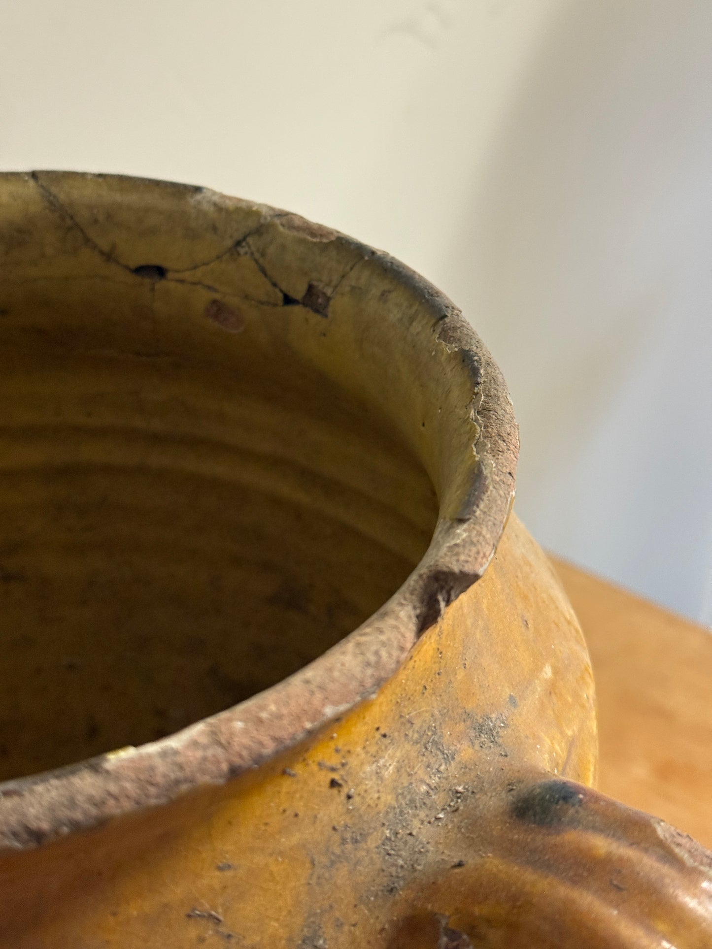 Antique Rare Yellow French Confit Pot