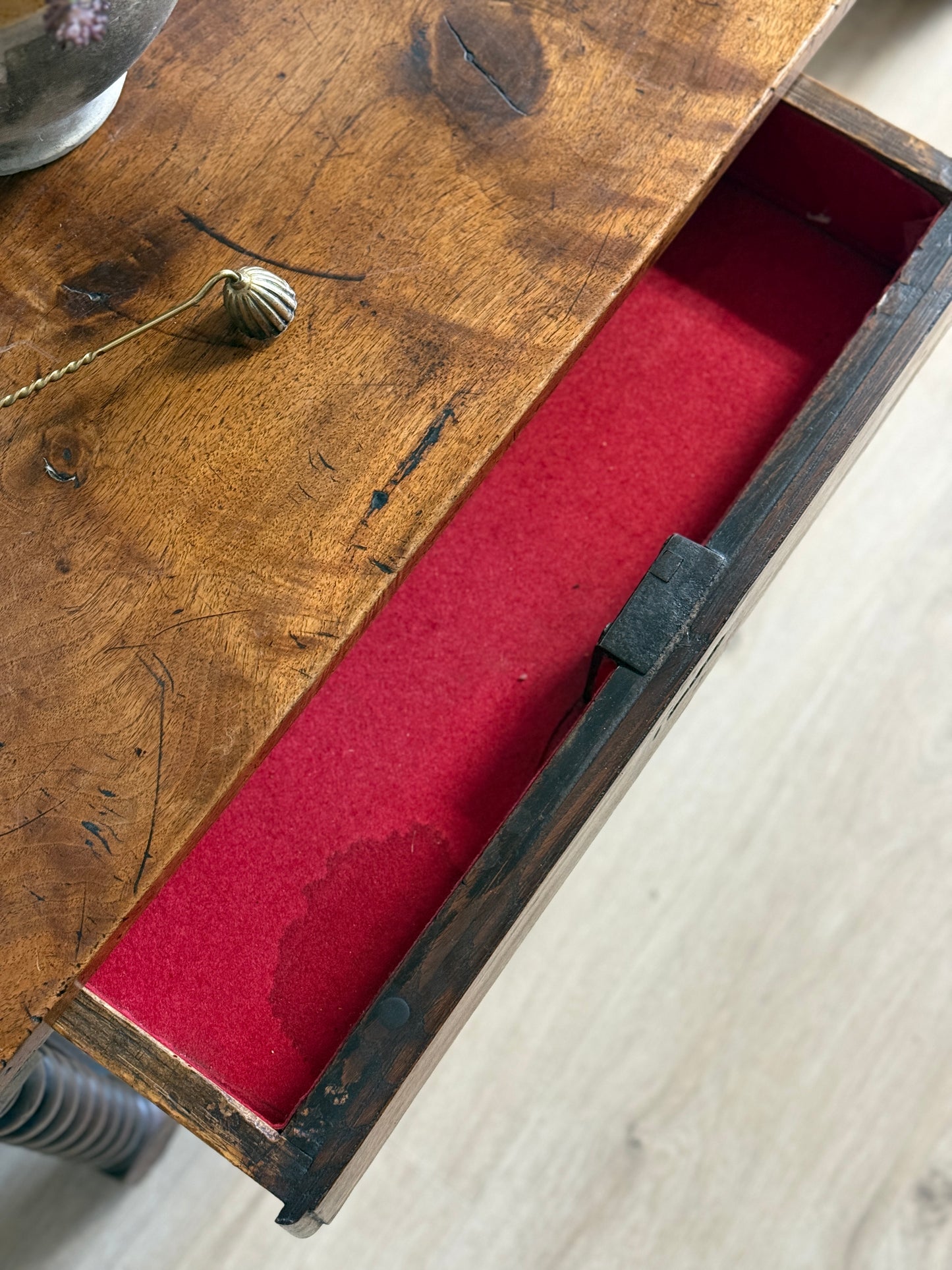 18th c. French Walnut Bobbin Table