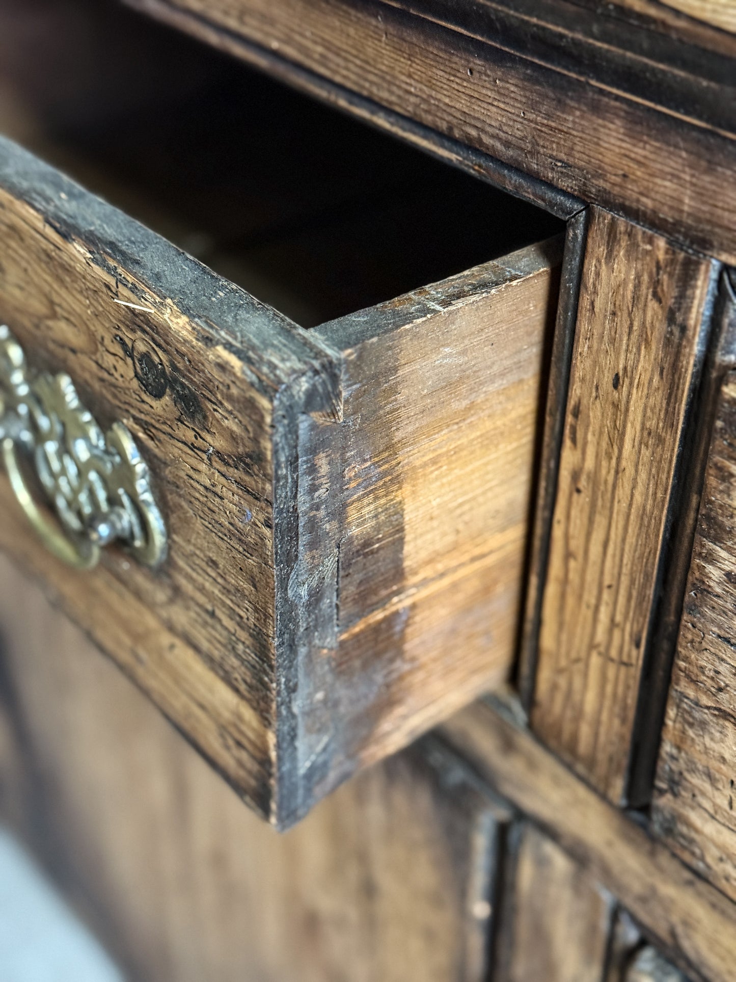 Antique English Pine Stained Sideboard
