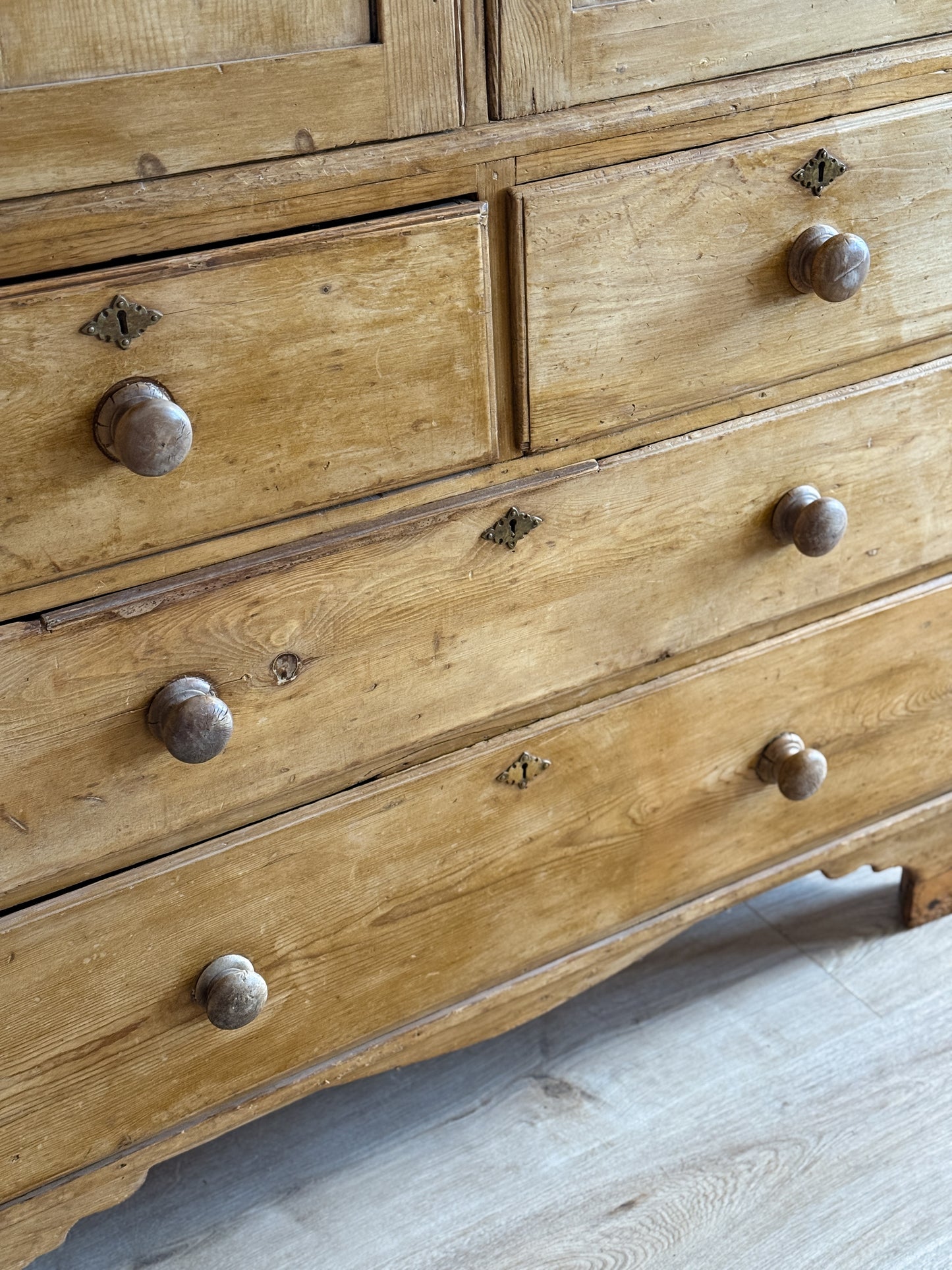 Antique English Pine Linen Press