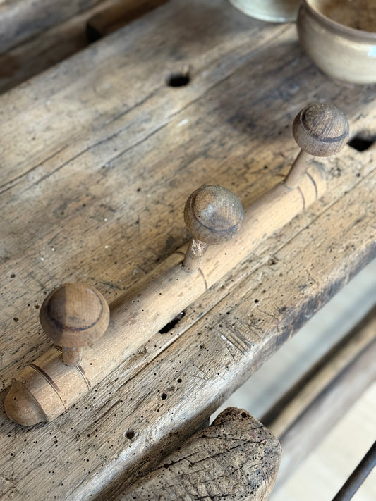 Antique French Coat Rack, 3 Hook