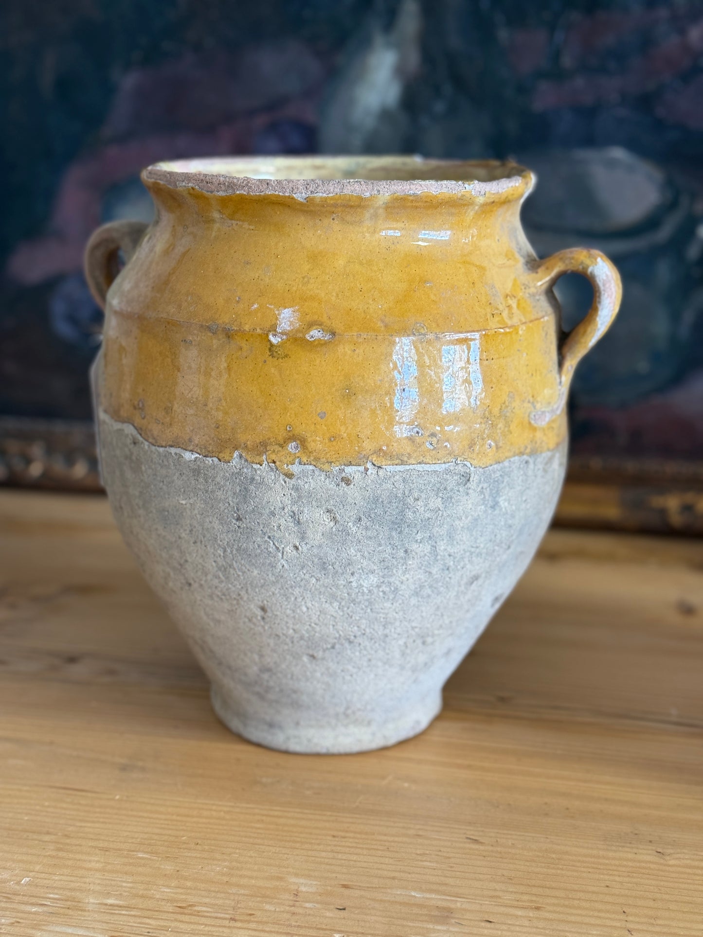 Rare Antique Ochre Yellow Glazed French Confit Pot