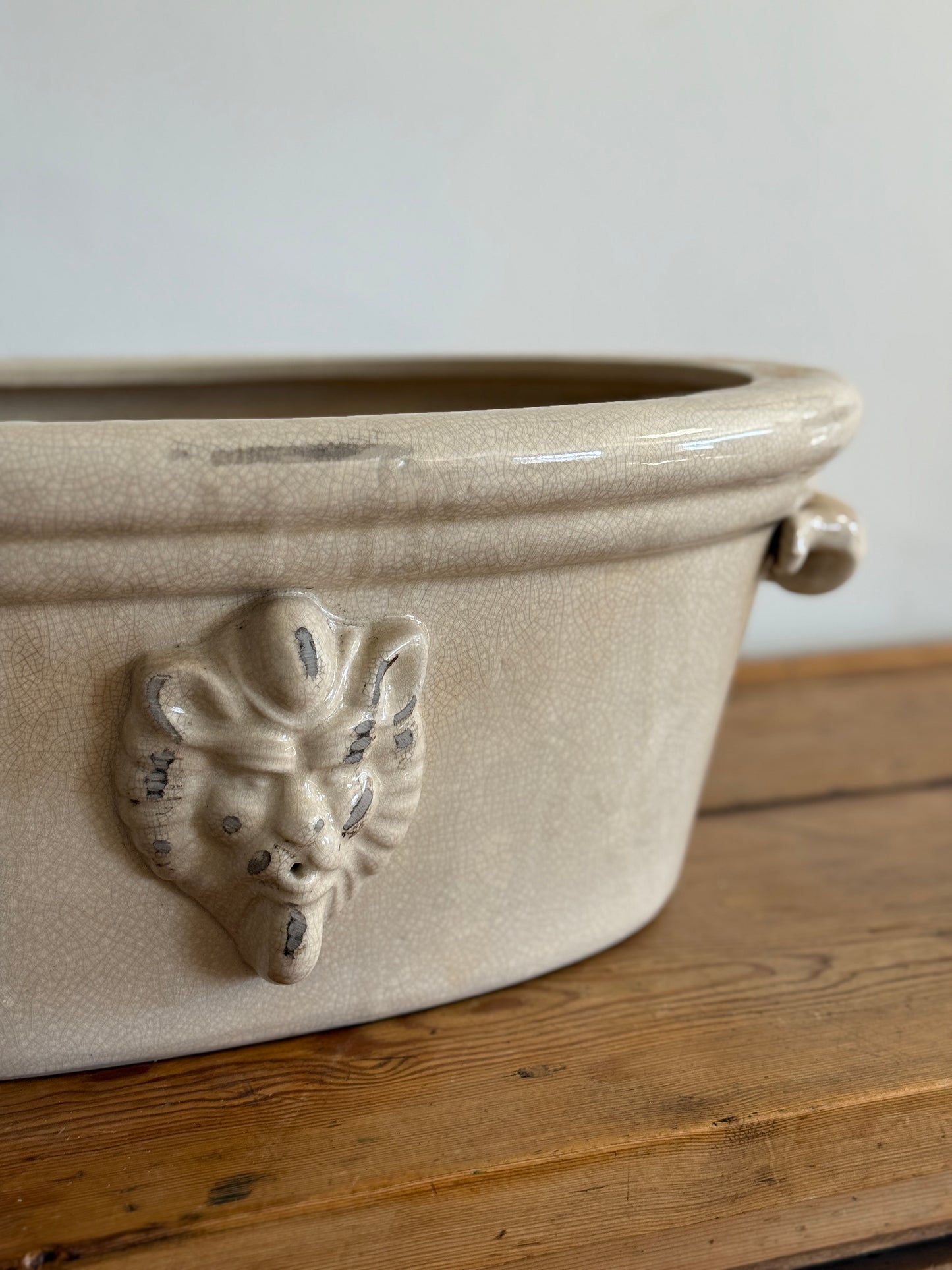 Large Antique English Lion Head Planter