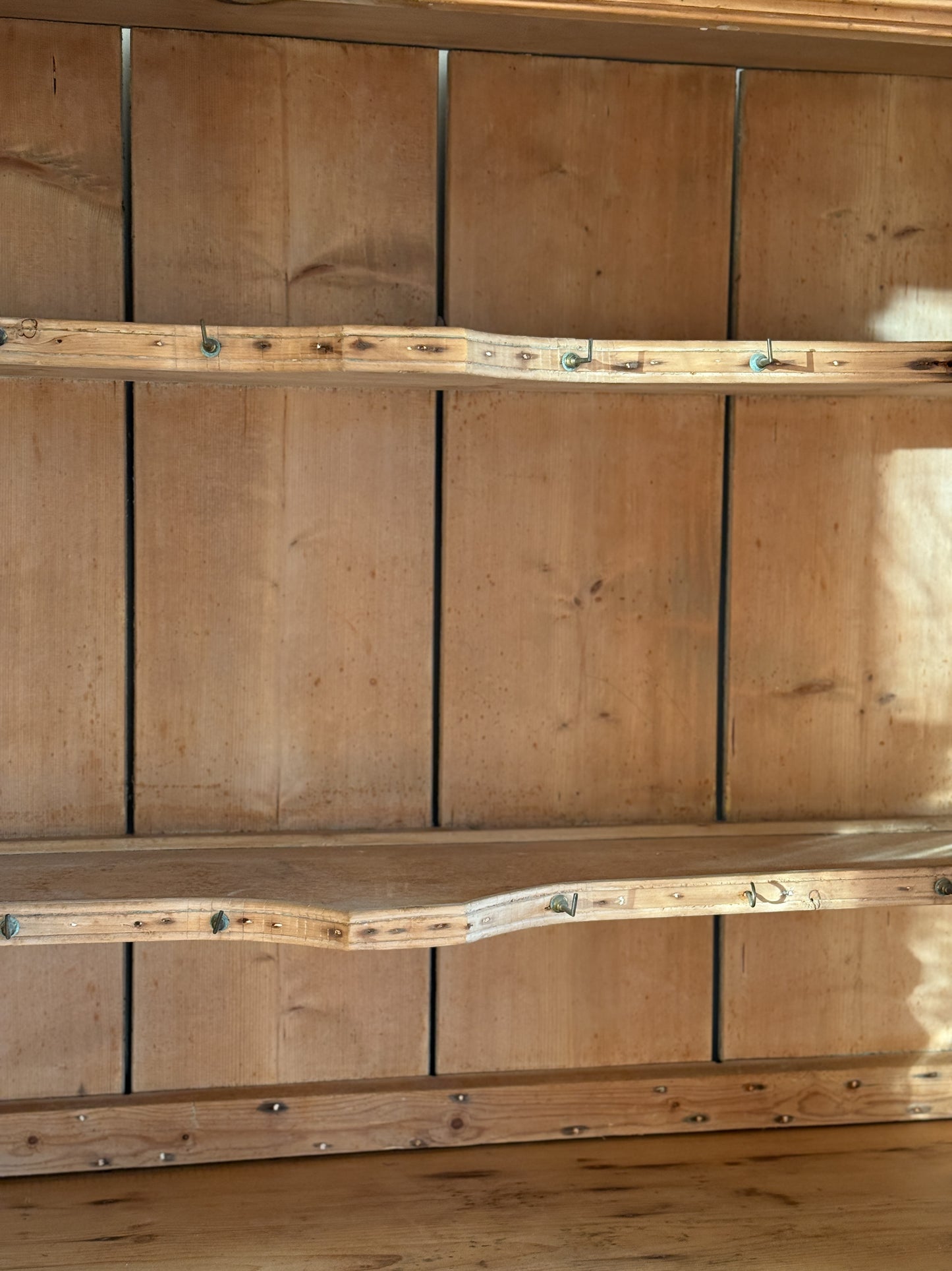 Antique English Pine Hutch with Glass Upper