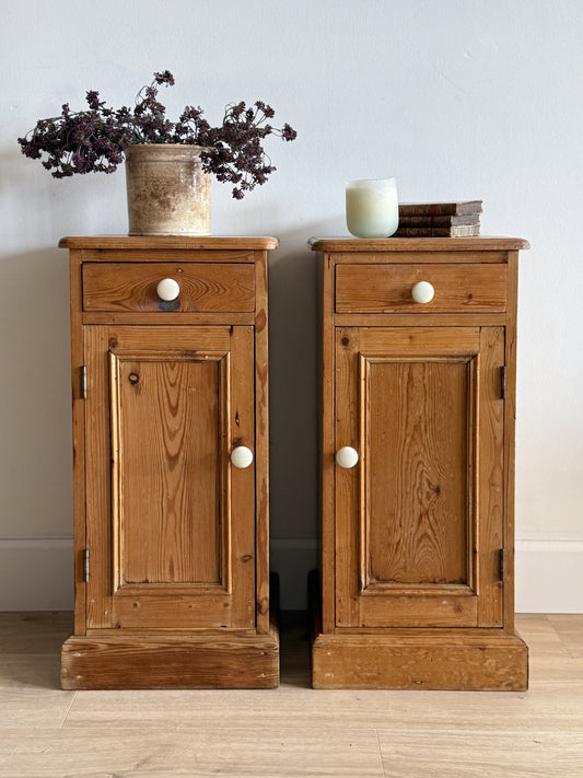 Pair of Antique English Pine Nightstands