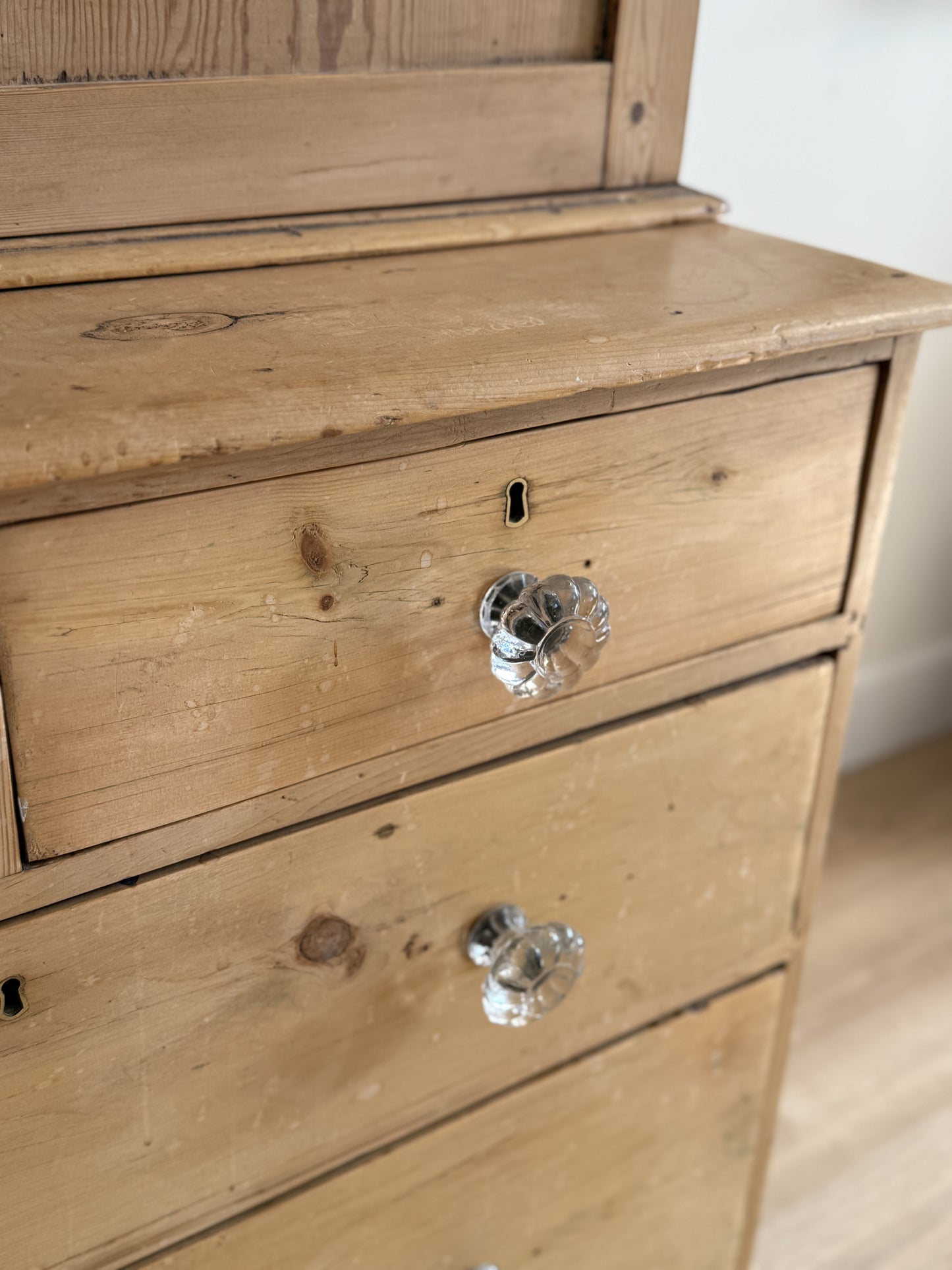 Antique English Pine Linen Press