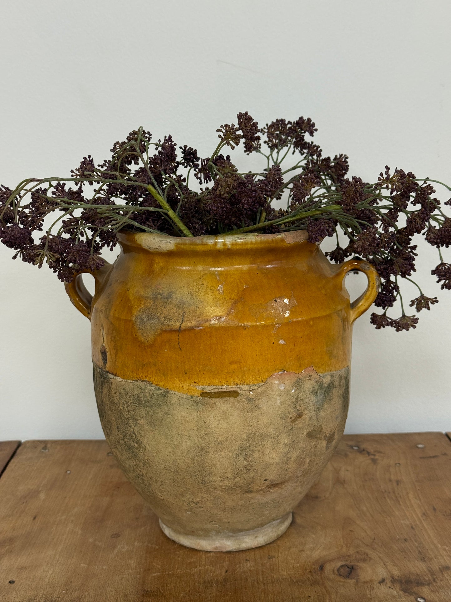 Rare Antique Ochre Yellow Glazed French Confit Pot
