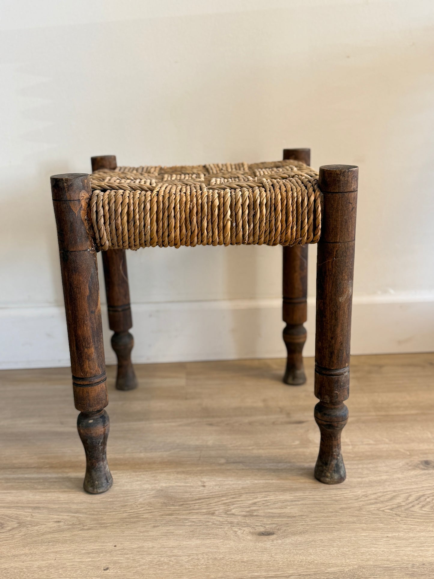 Antique French Rush Stool