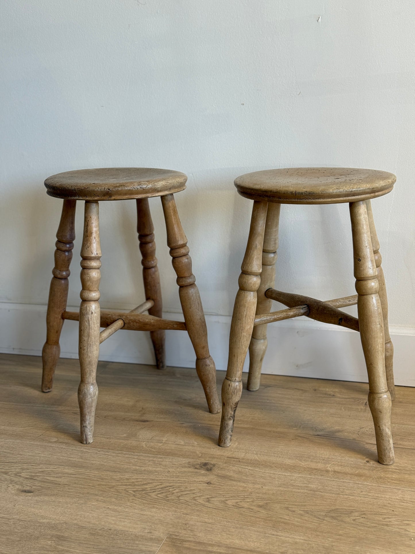 Pair of  Antique English Pine Stools