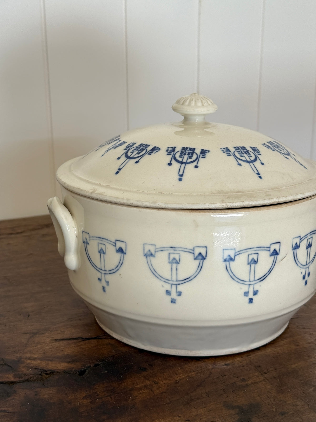 Antique French Saint Uze Kitchenware, Large Lidded Pot