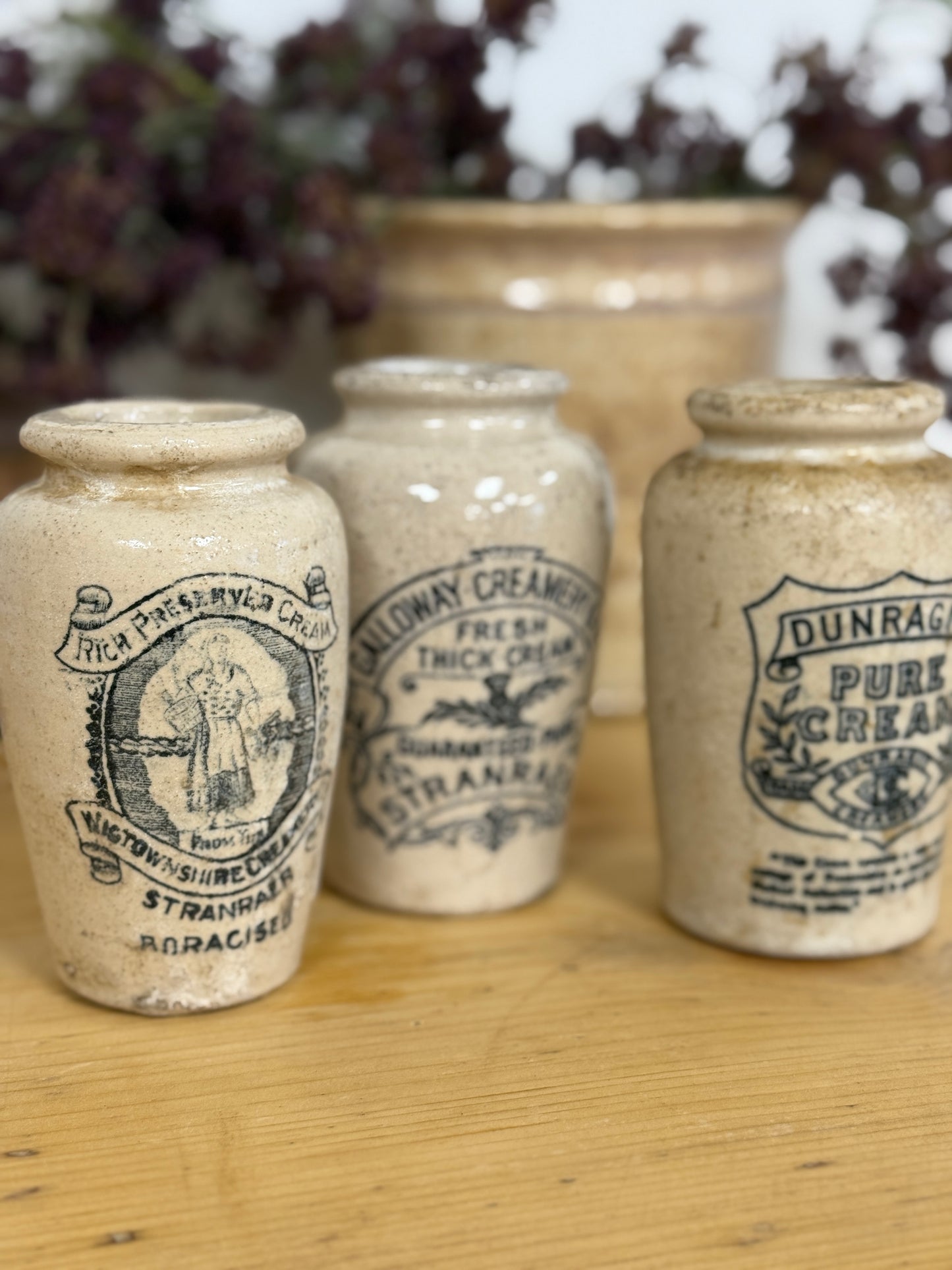 Antique English Cream Jars, large