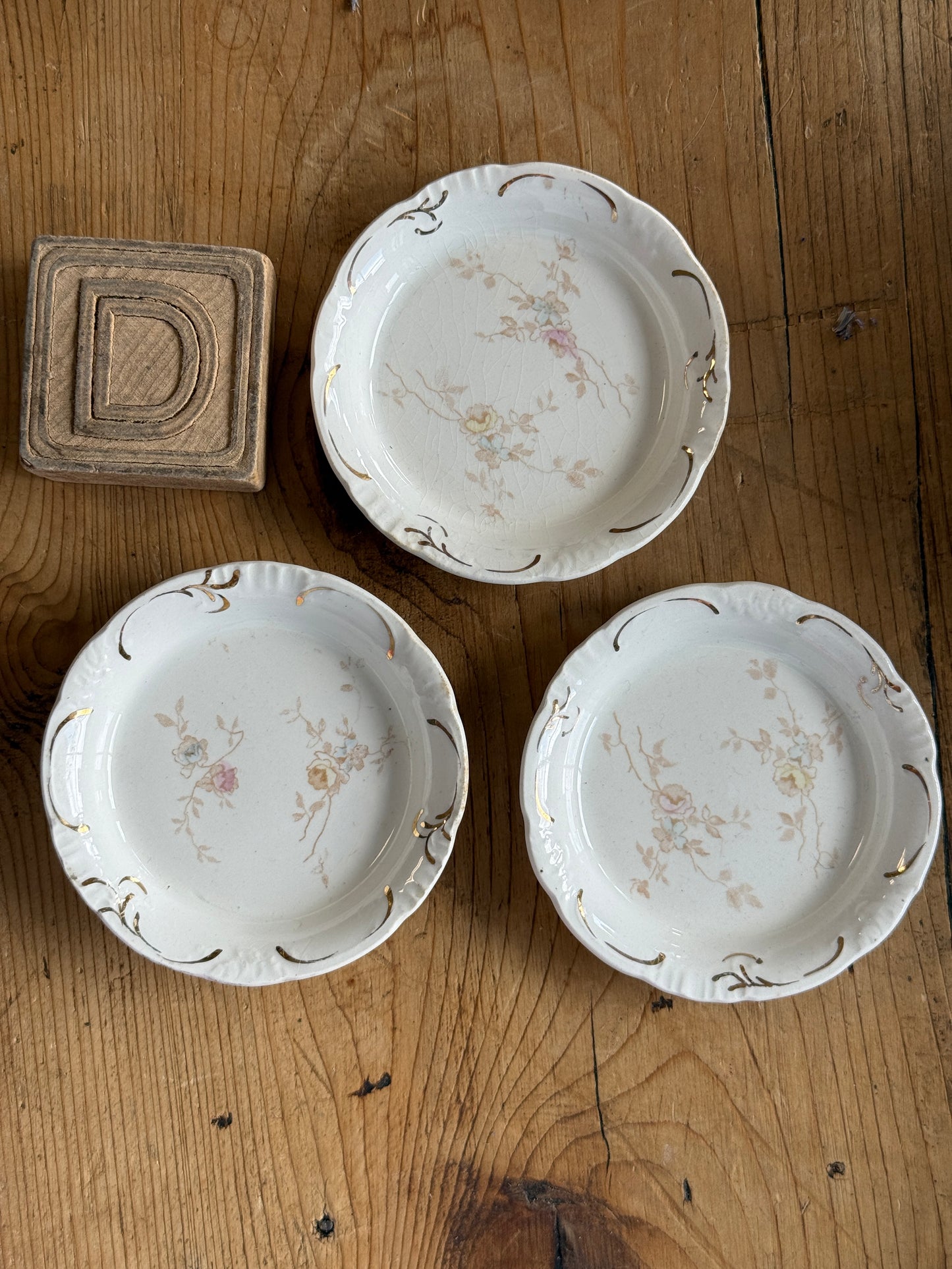 Set of Three Antique European Butter Pats (various options)