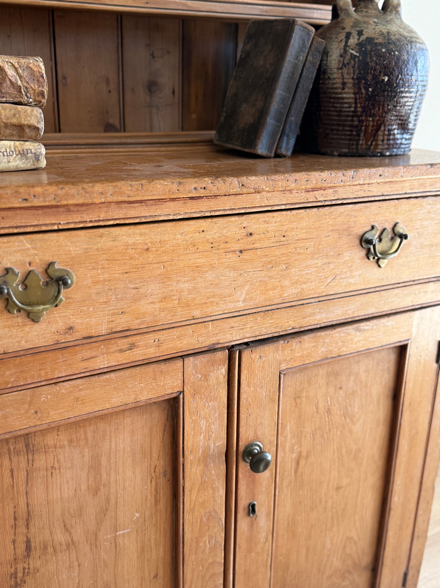 Antique Pine Stepback Hutch