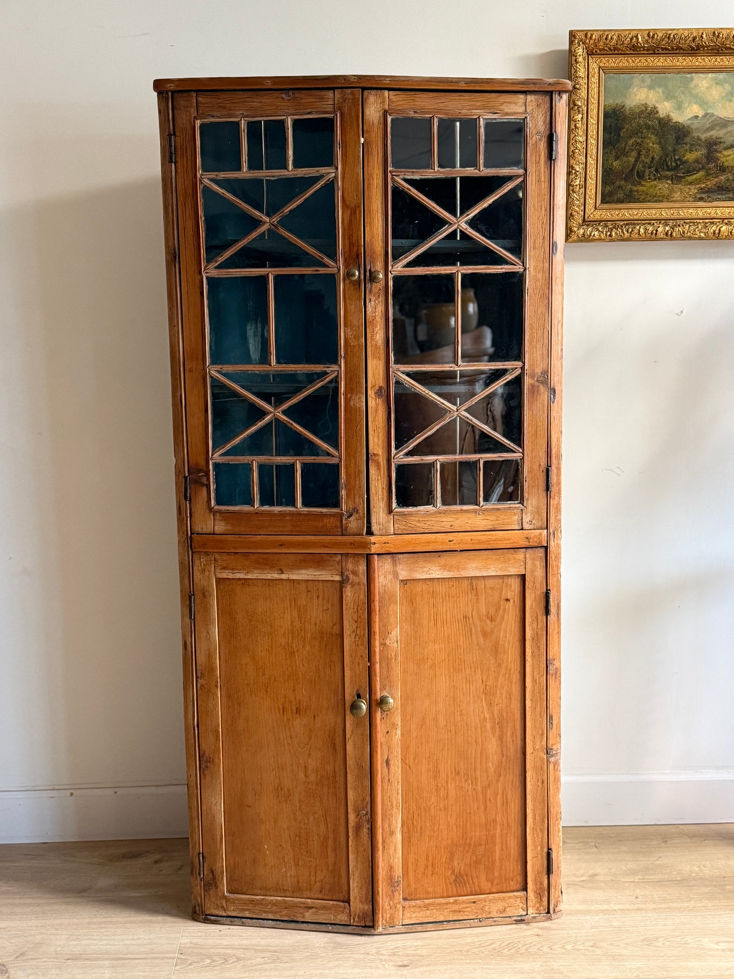 French Pine Corner Cupboard