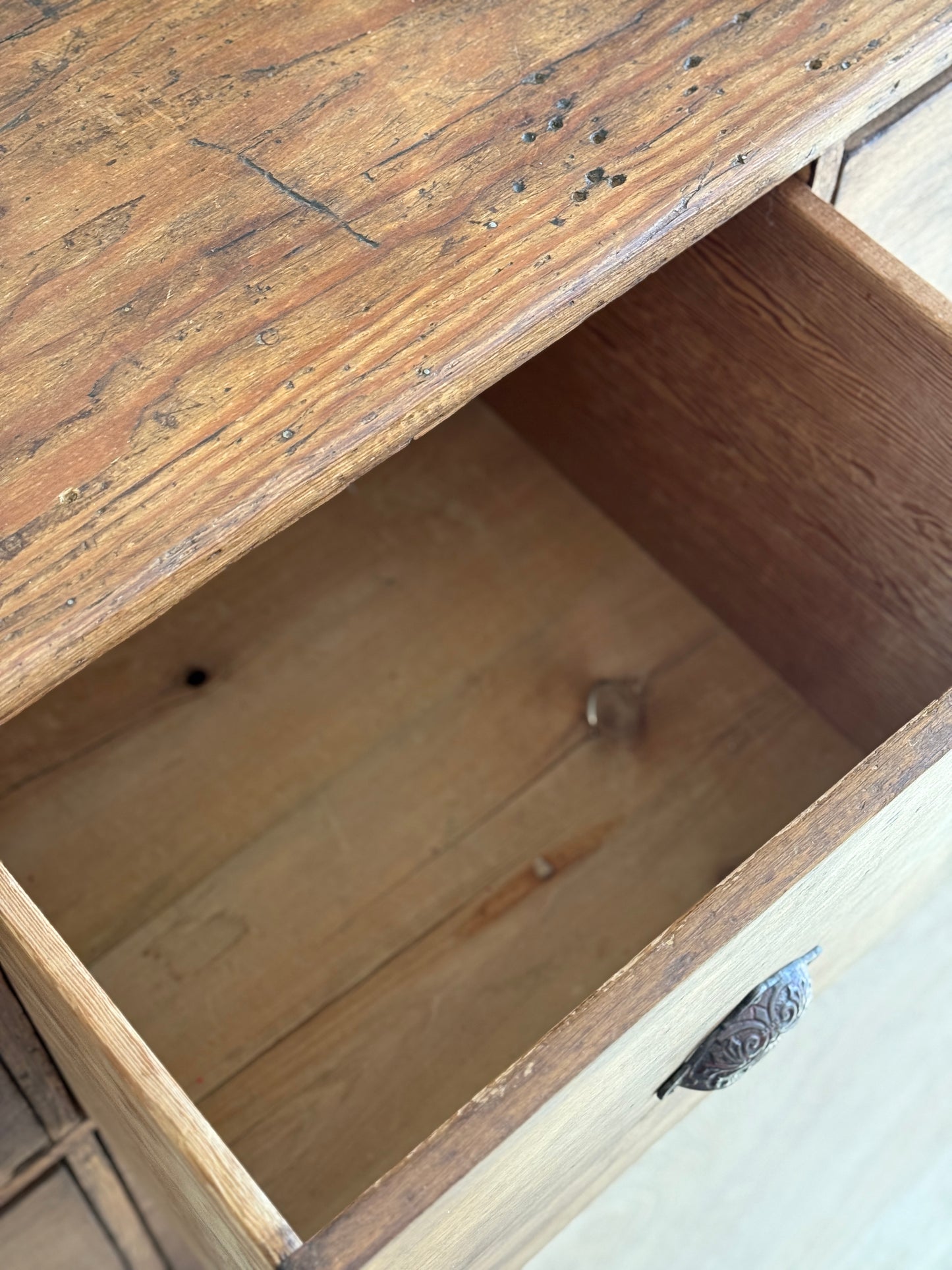 Monumental Antique English Bank of Drawers/Sideboard