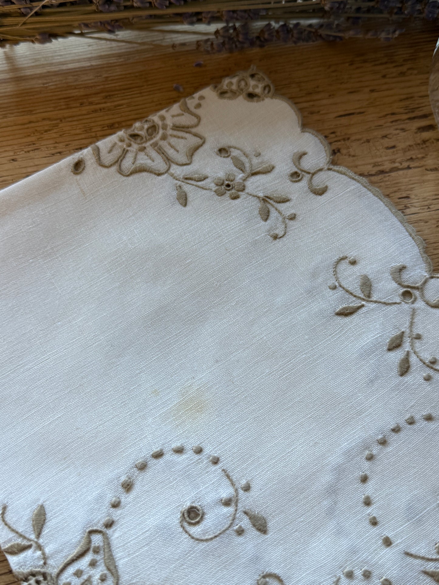 Antique Irish Linen, Hand Embroidered with Original Seal (1920's)