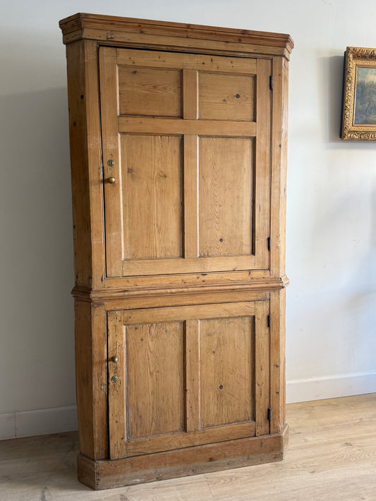 Antique Irish Pine Corner Cupboard