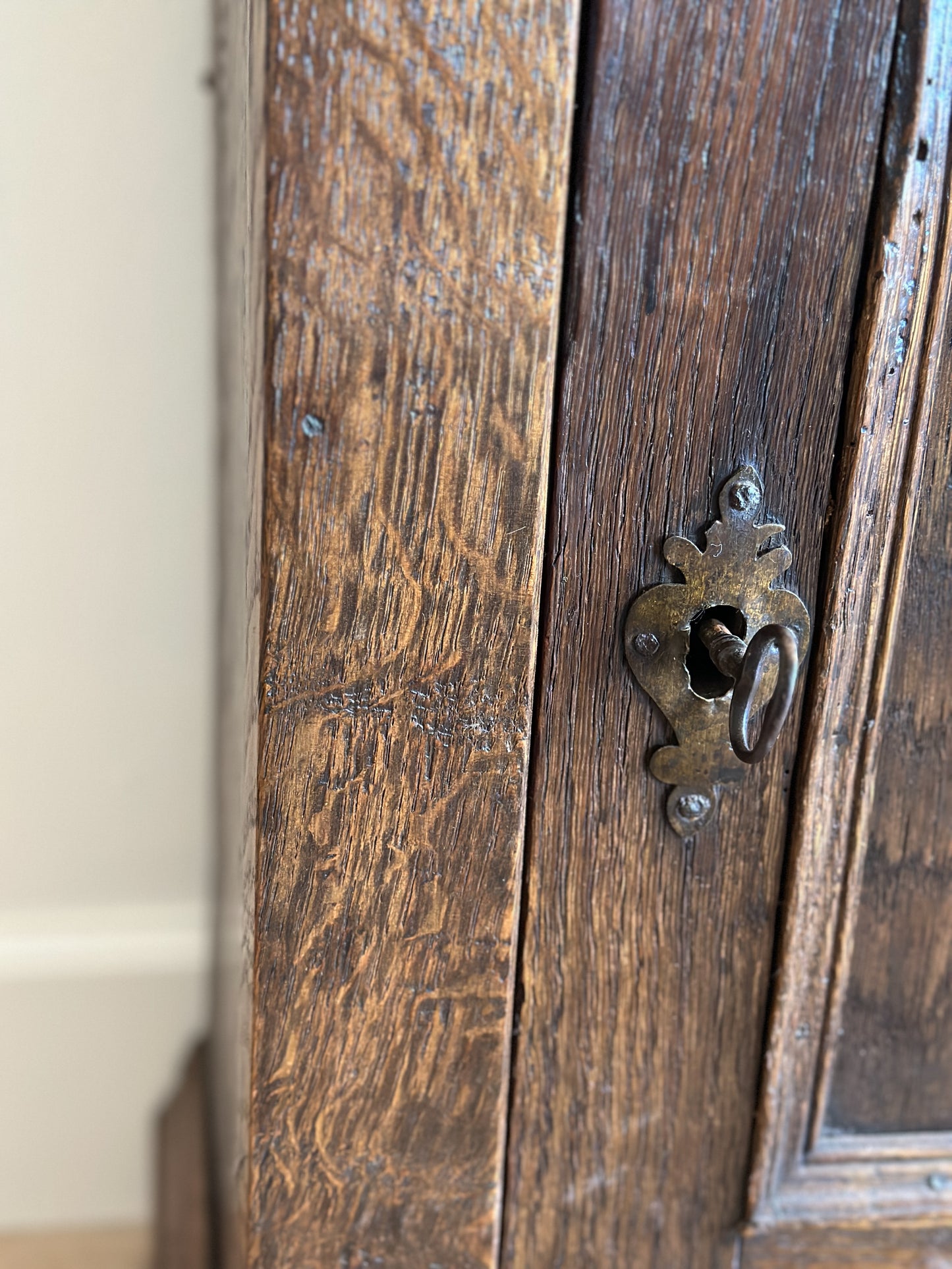Rare Early 18th Century Antique Dutch Oak Cabinet