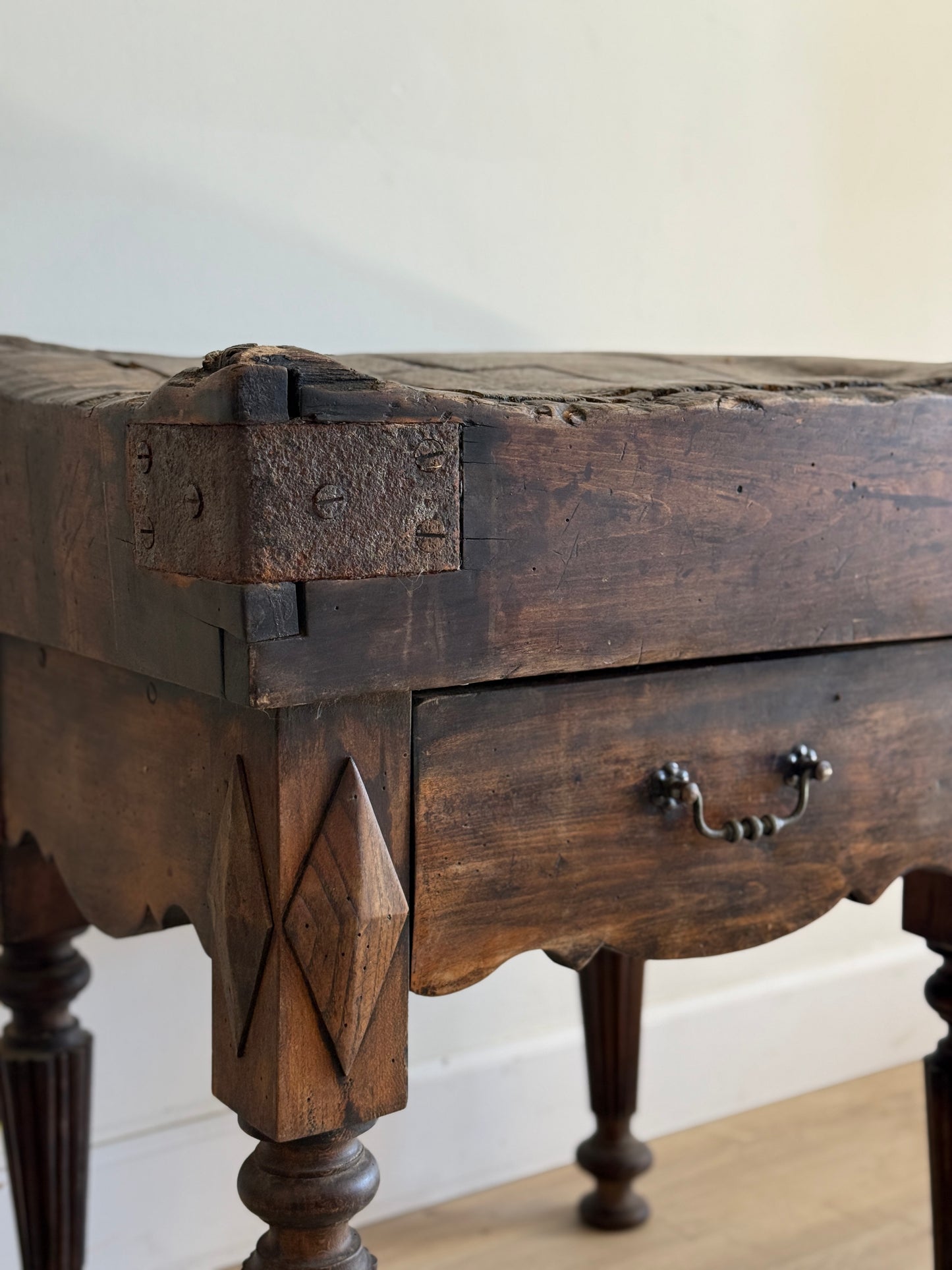 19th c. French Butcher Block Table