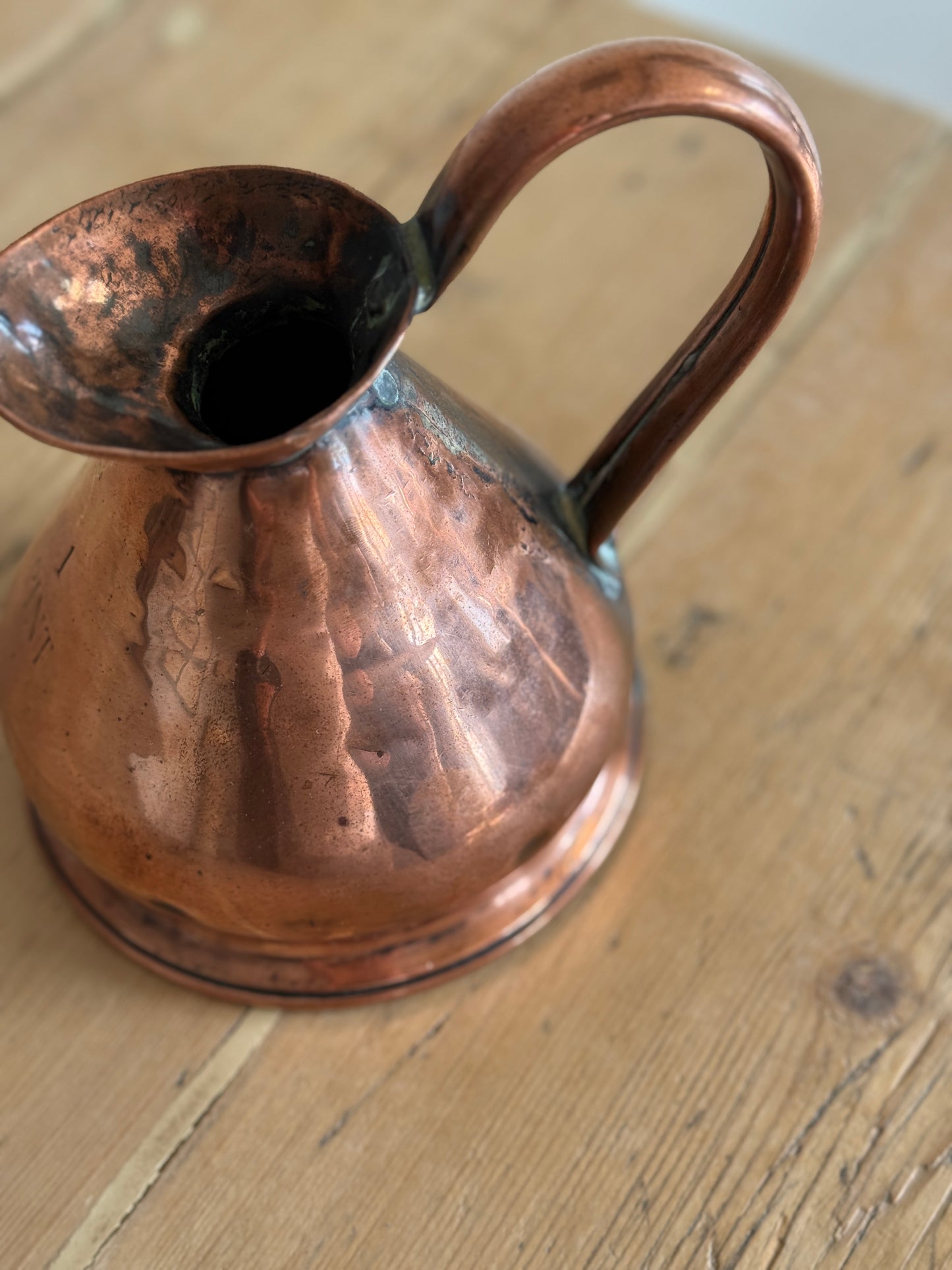 Antique English 1 Pint Copper Measuring Jug