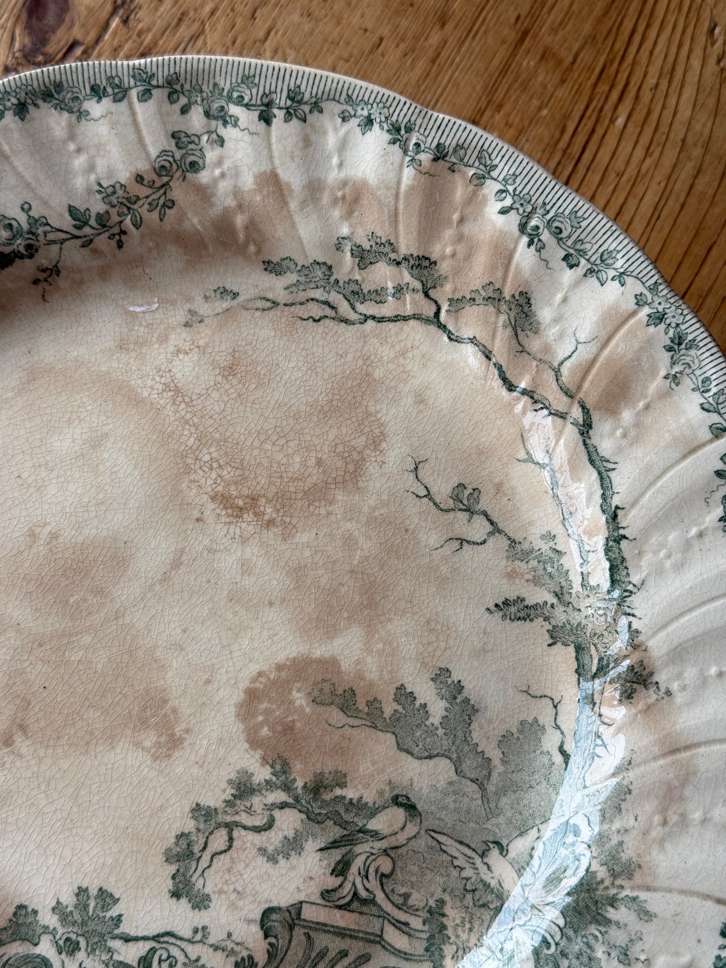 Antique French Watteau Pedestal Plate/Cake Stand