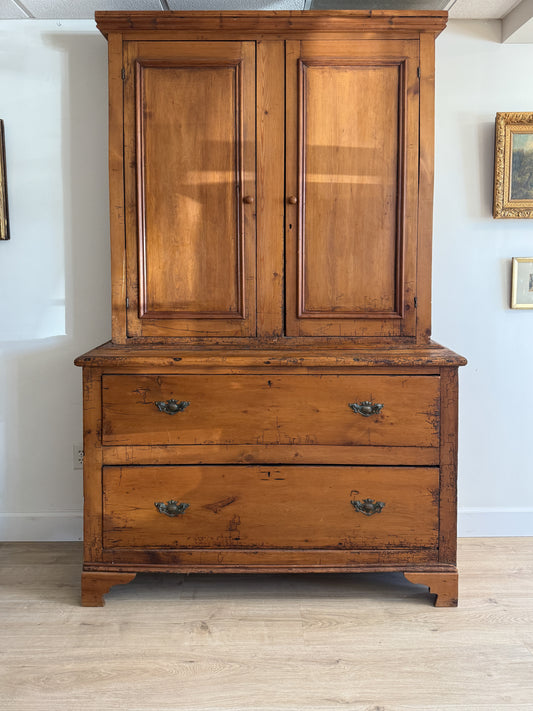 Large Antique Irish Pine Linen Press