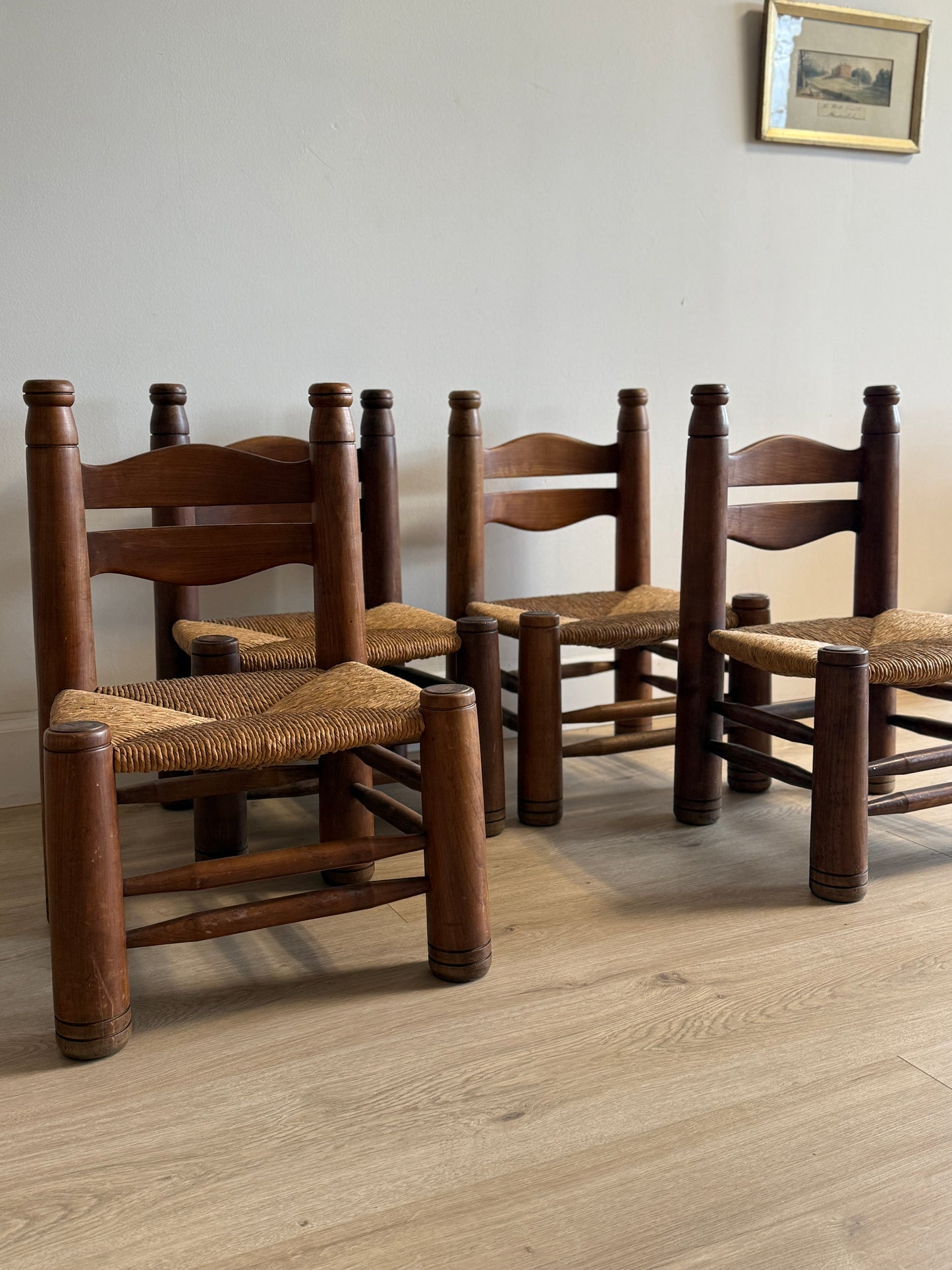 Set of Four Low Rush Chairs by Charles Dudouyt