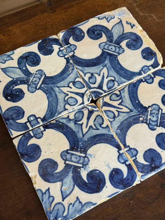 Set of Four Mid 18th Century Portuguese Tiles (2 sets available)