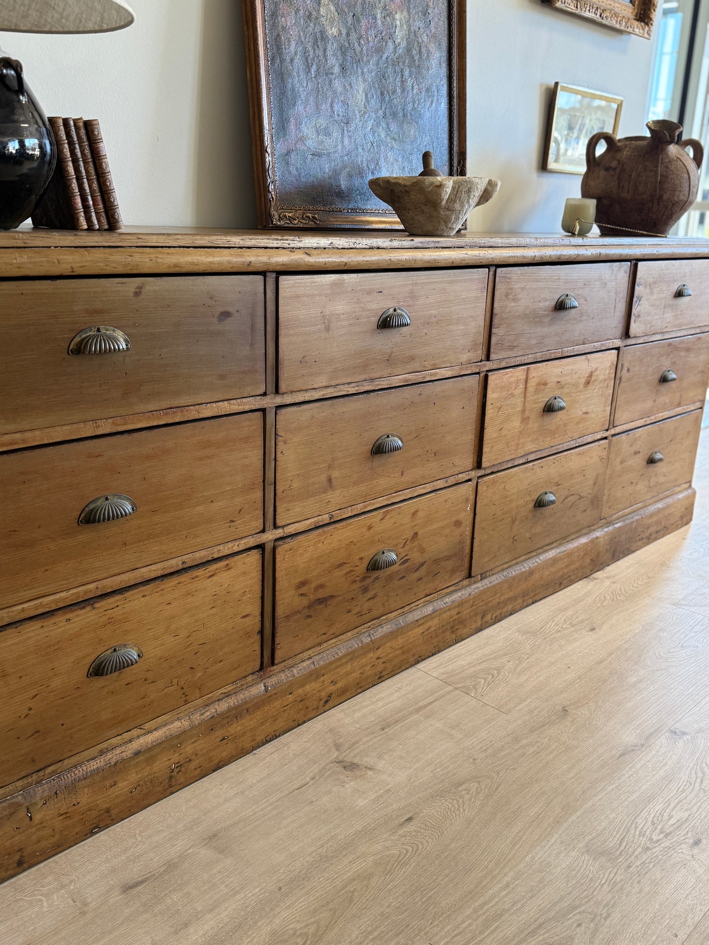 Antique Twelve Drawer Shop Counter/Sideboard