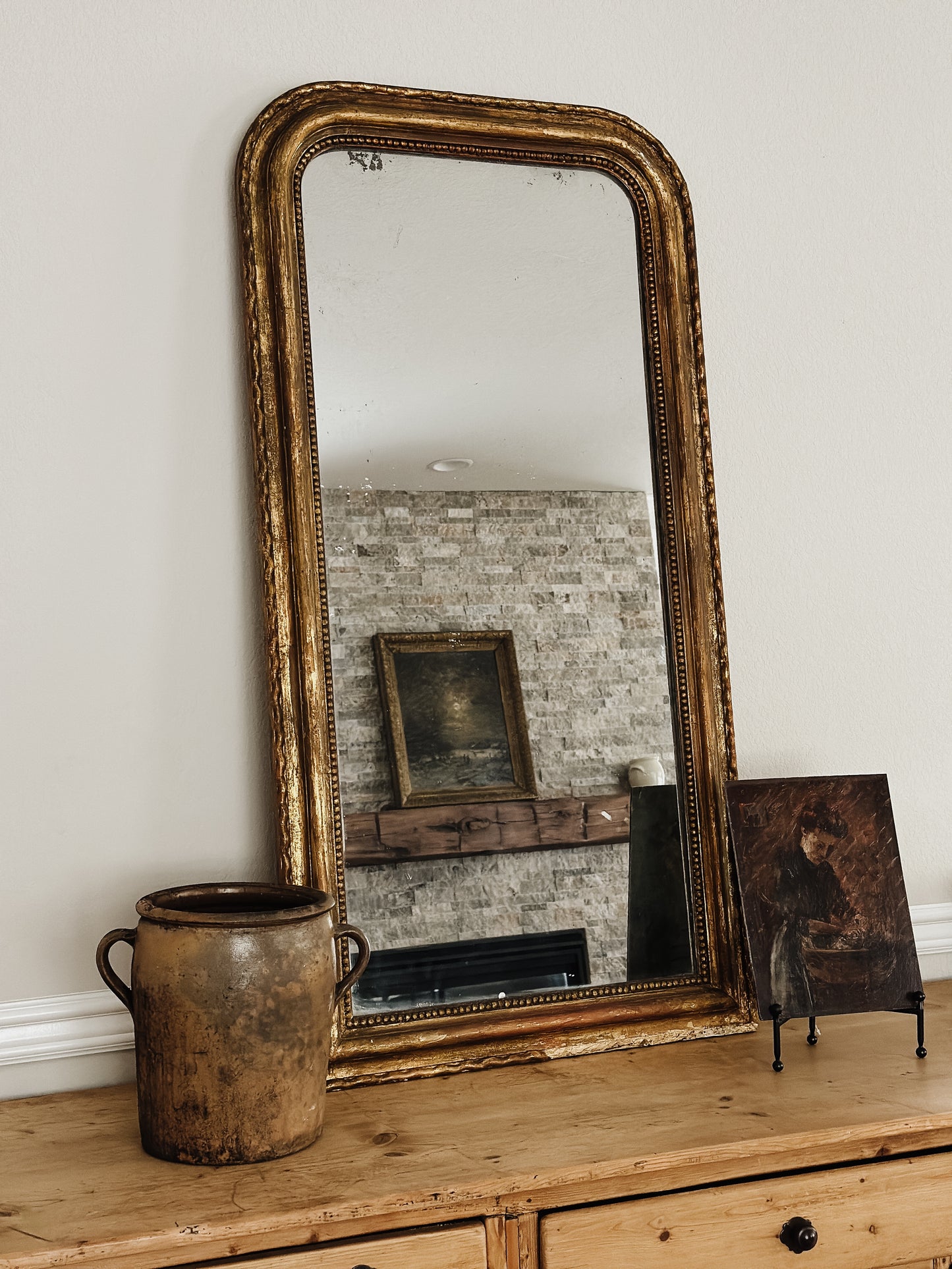 Original Tall Antique French Louis Mirror