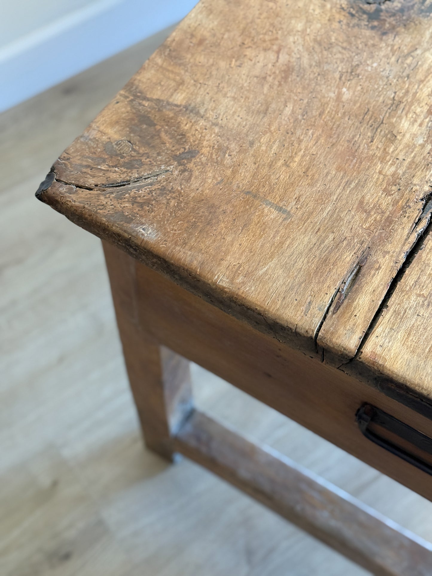 Antique French Elm & Fruitwood Base Work Table