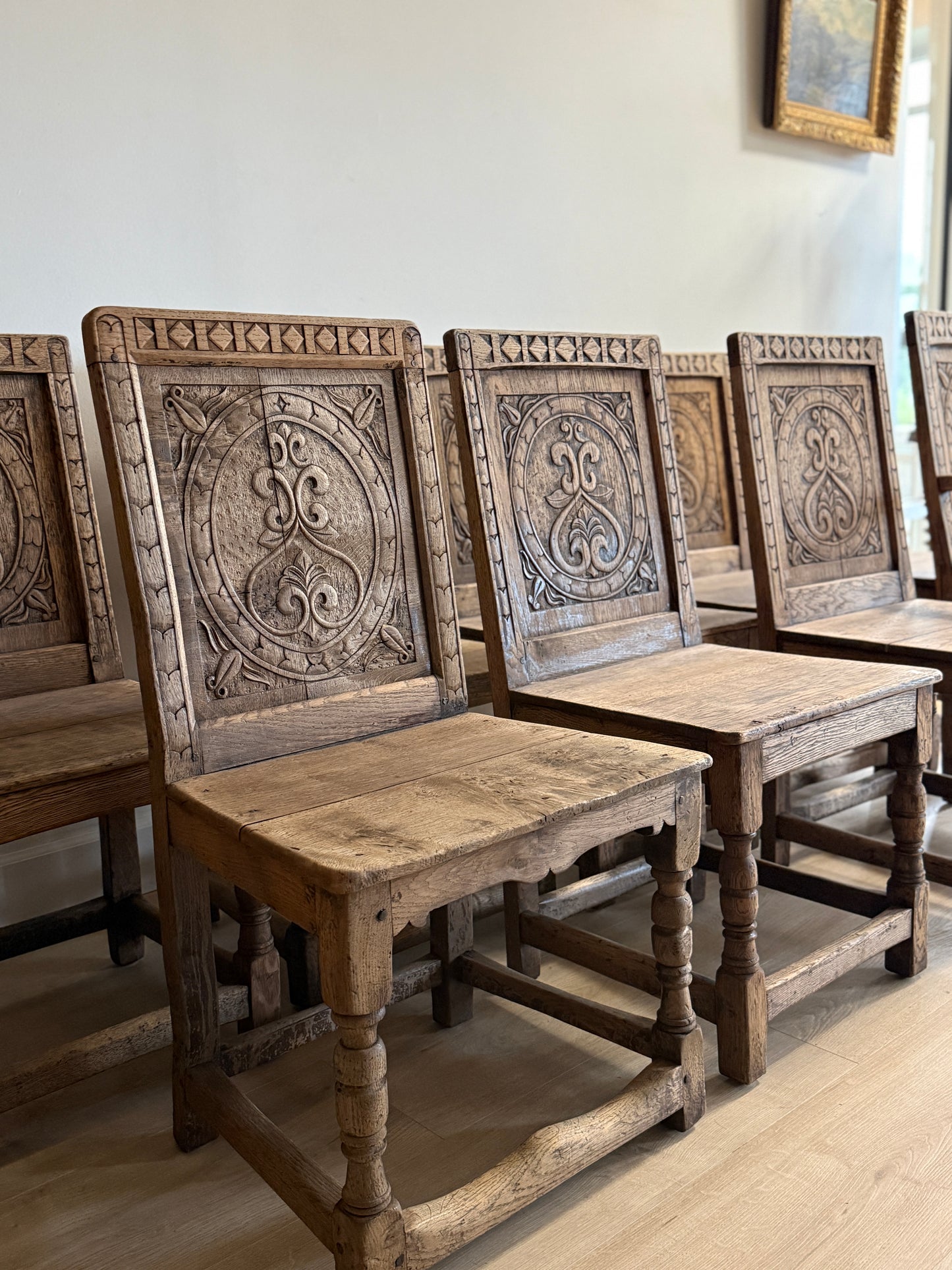 Set of 9 18th/19th c. English Oak Wainscot Chairs
