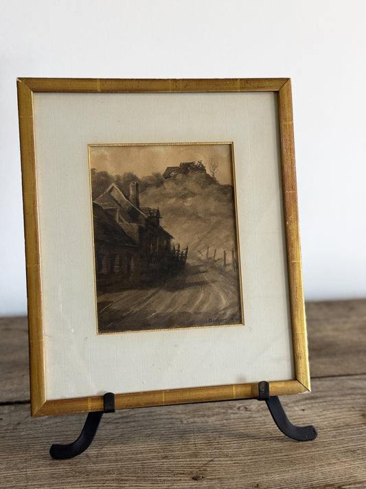 Antique Framed French Watercolor (c.1914)