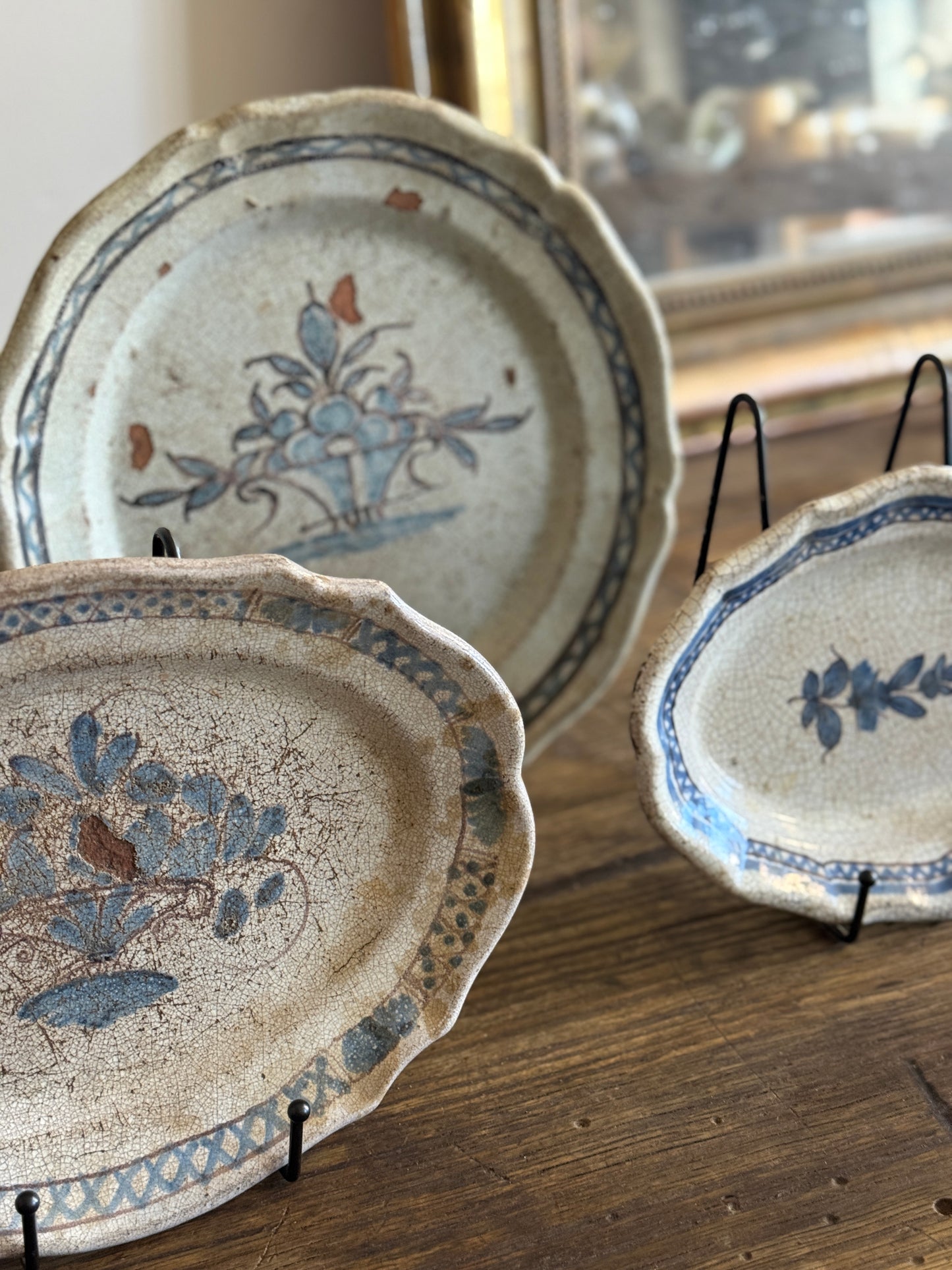 Rare 18th c. French Rouen Plates - Forges Les Eaux