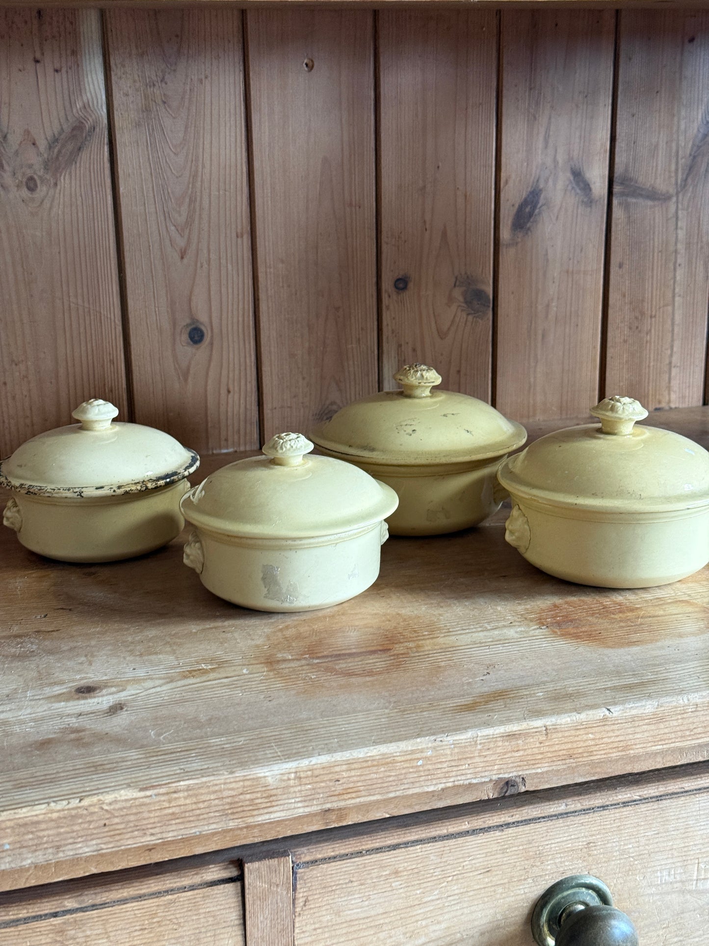 Antique French Foie Gras Lidded Pots