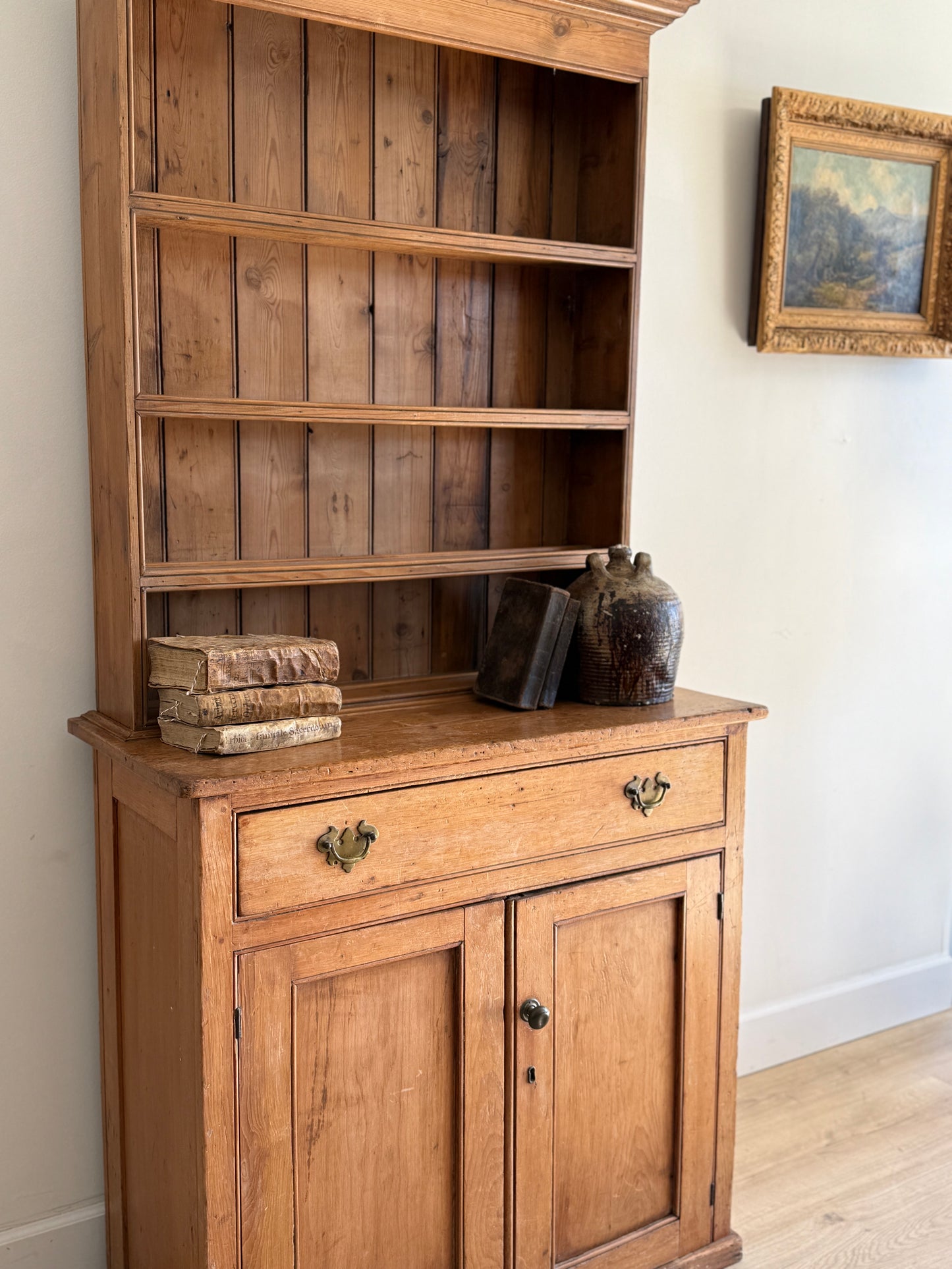 Antique Pine Stepback Hutch