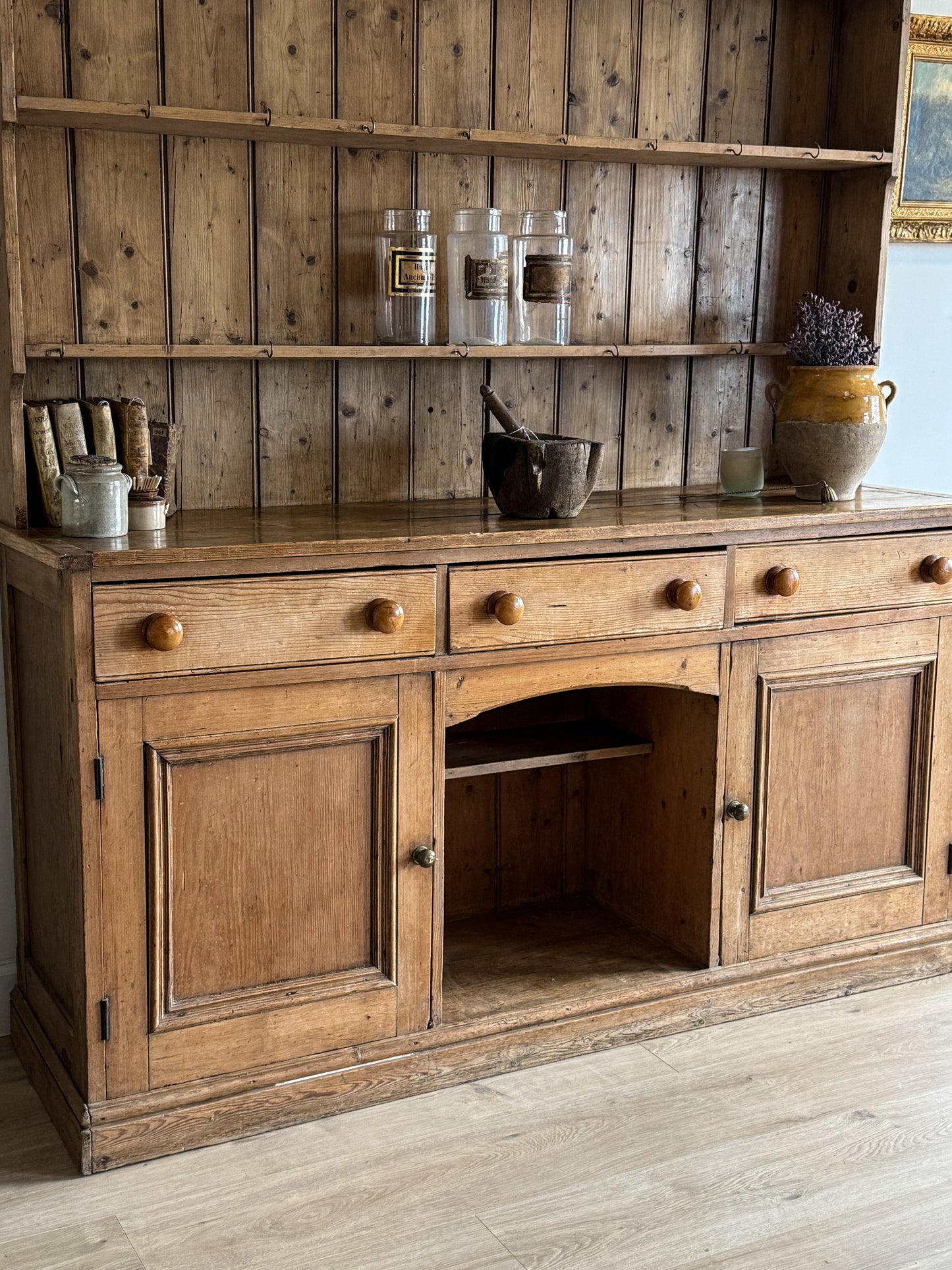 Large Antique English Pine Hutch