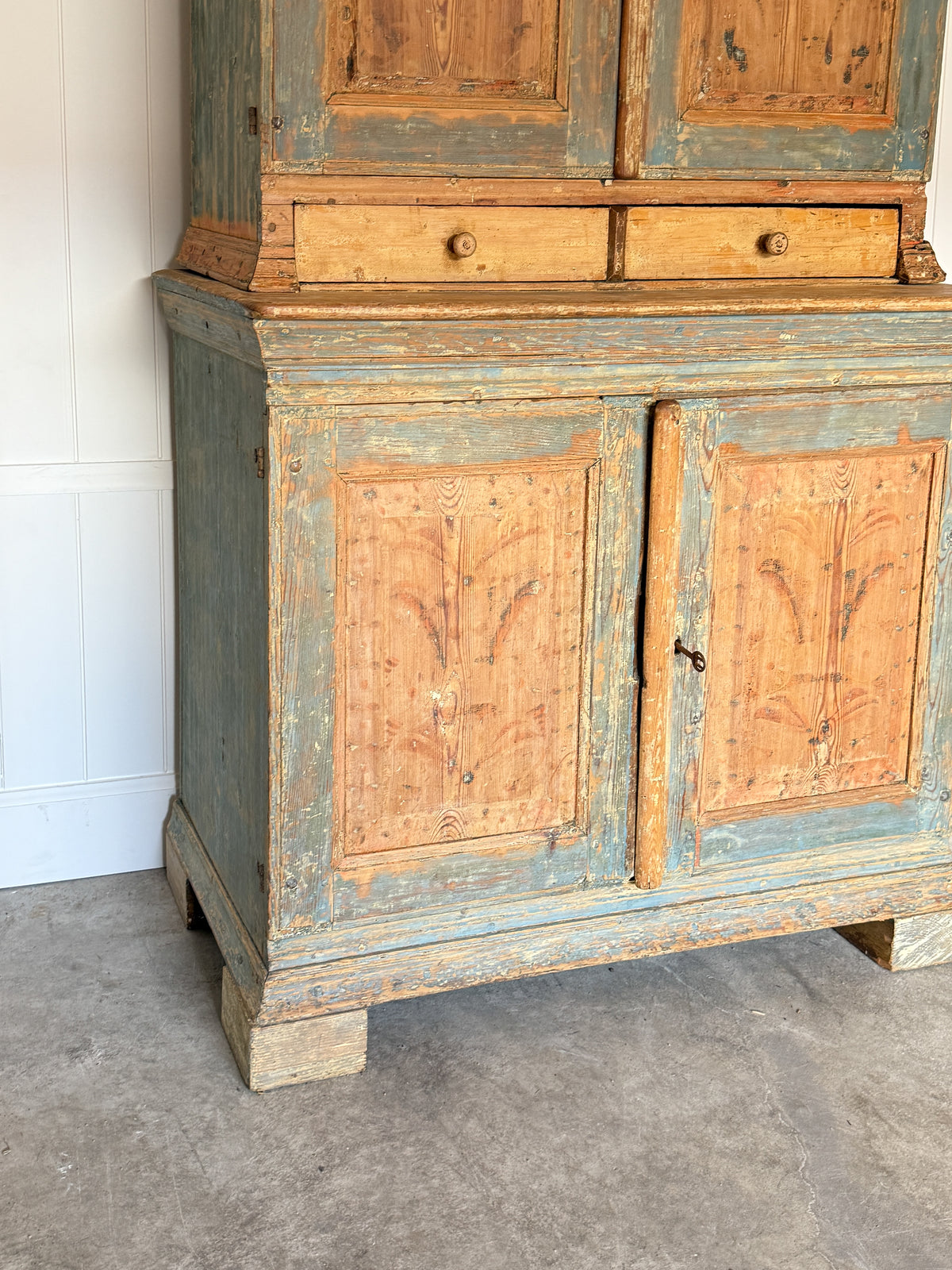 Antique Swedish Painted Two-Part Cupboard, c.1803