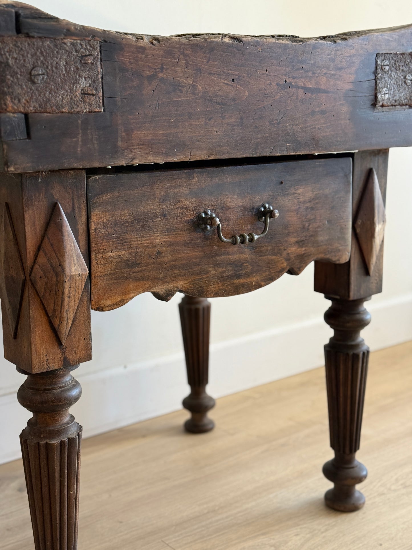19th c. French Butcher Block Table