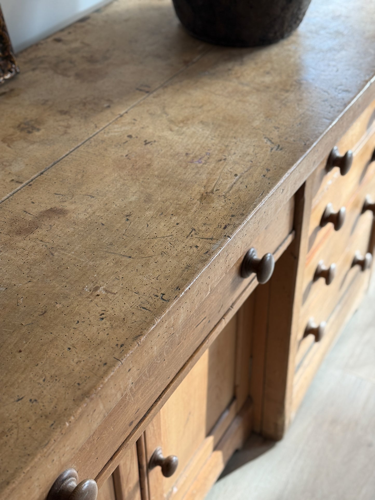 Monumental Antique English Pine Sideboard