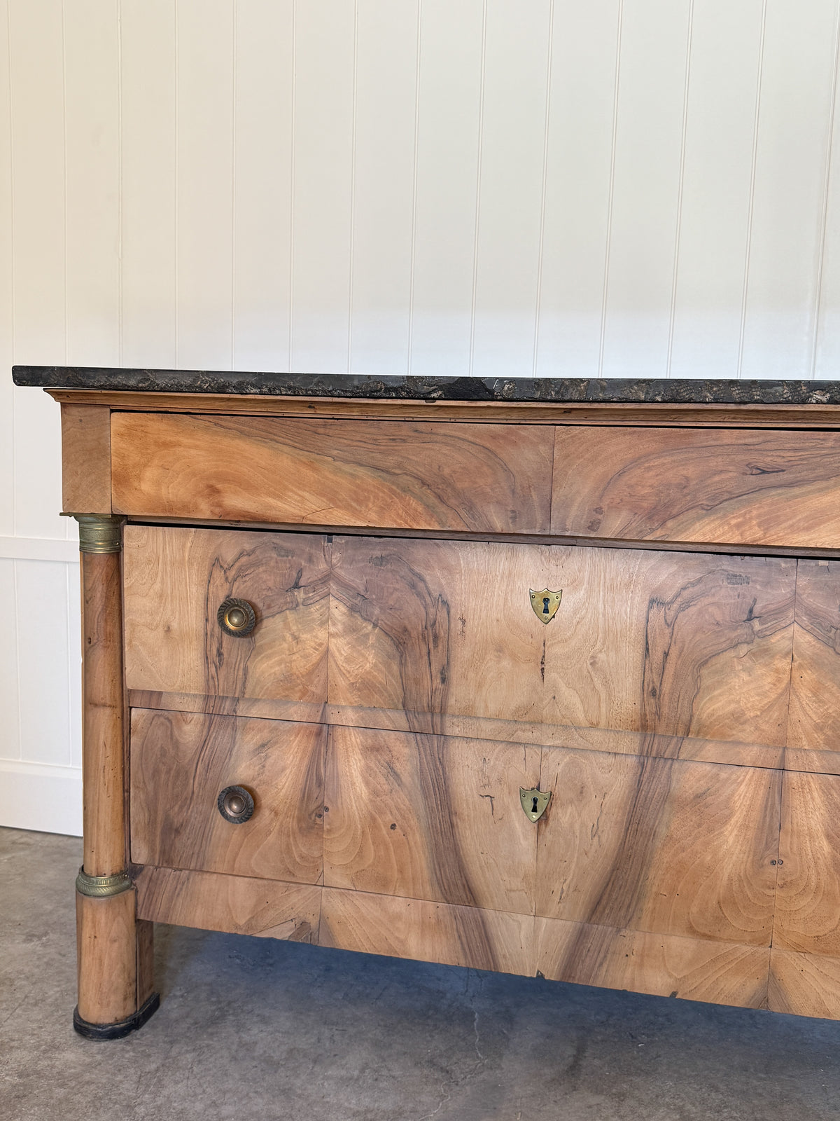 19th Century French Bleached Walnut Commode with Stone Top