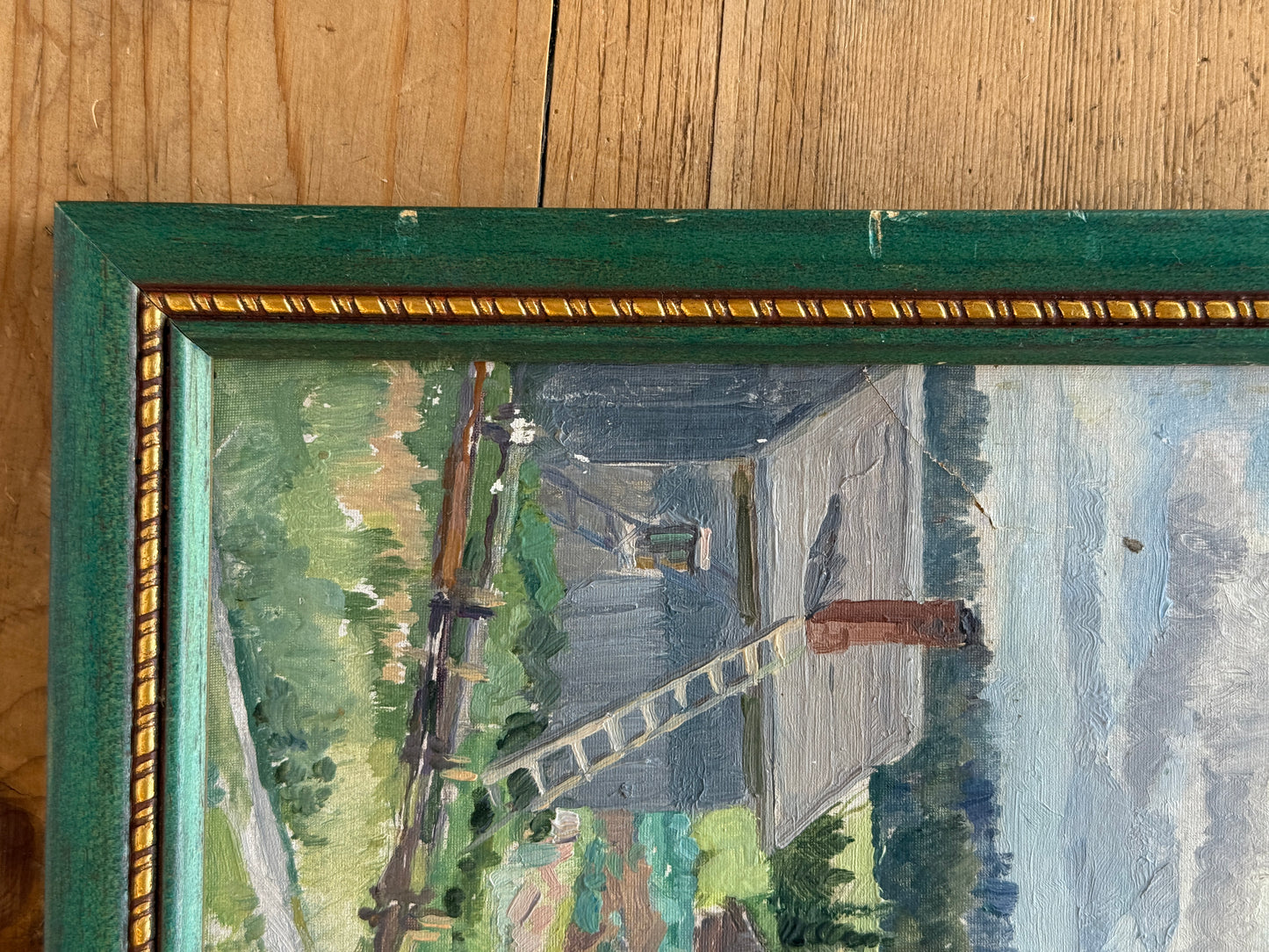 Vintage Original Oil, Country Village
