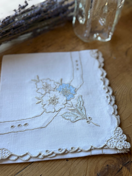 Antique Irish Linen, Hand Embroidered