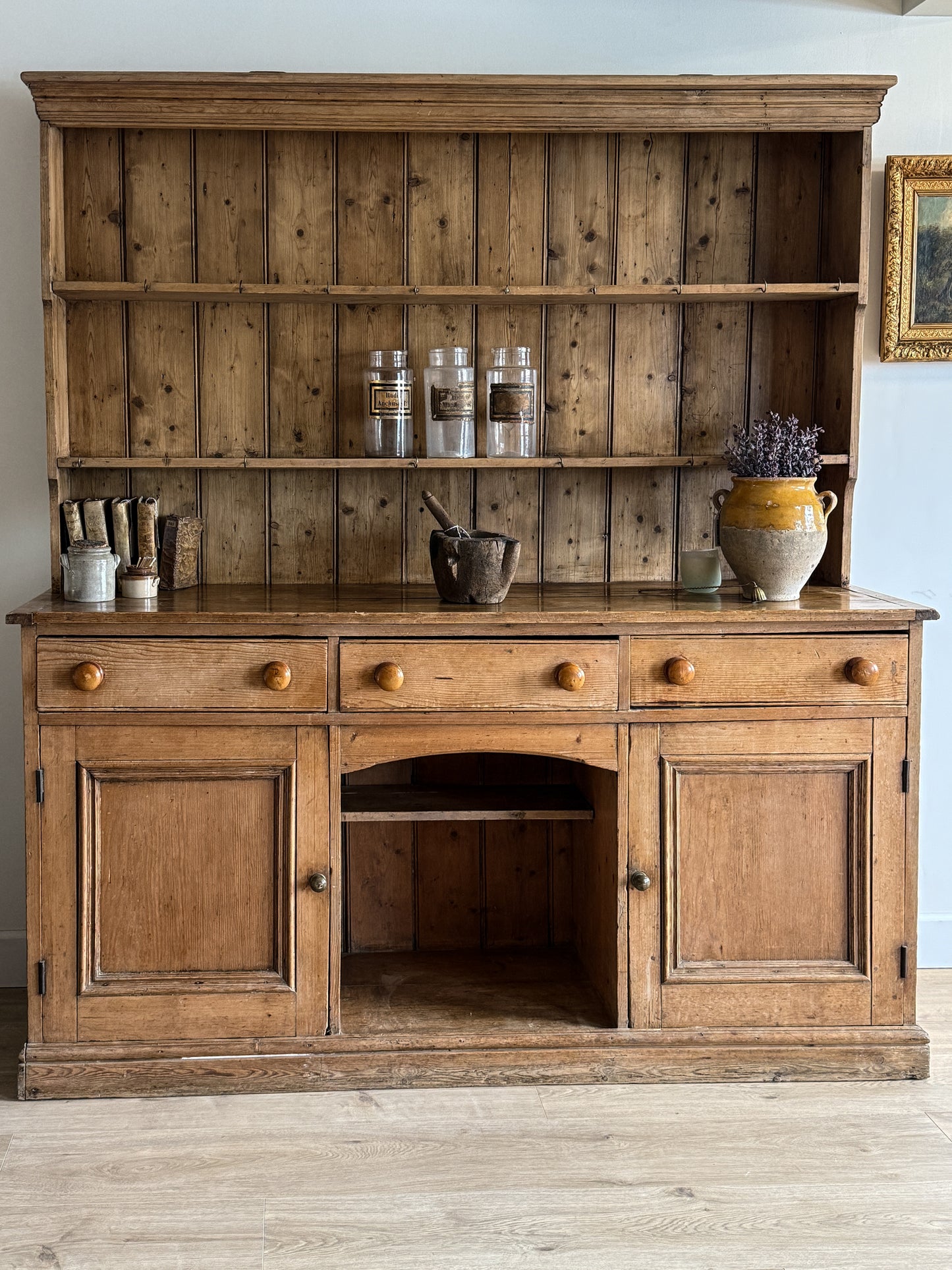 Large Antique English Pine Hutch